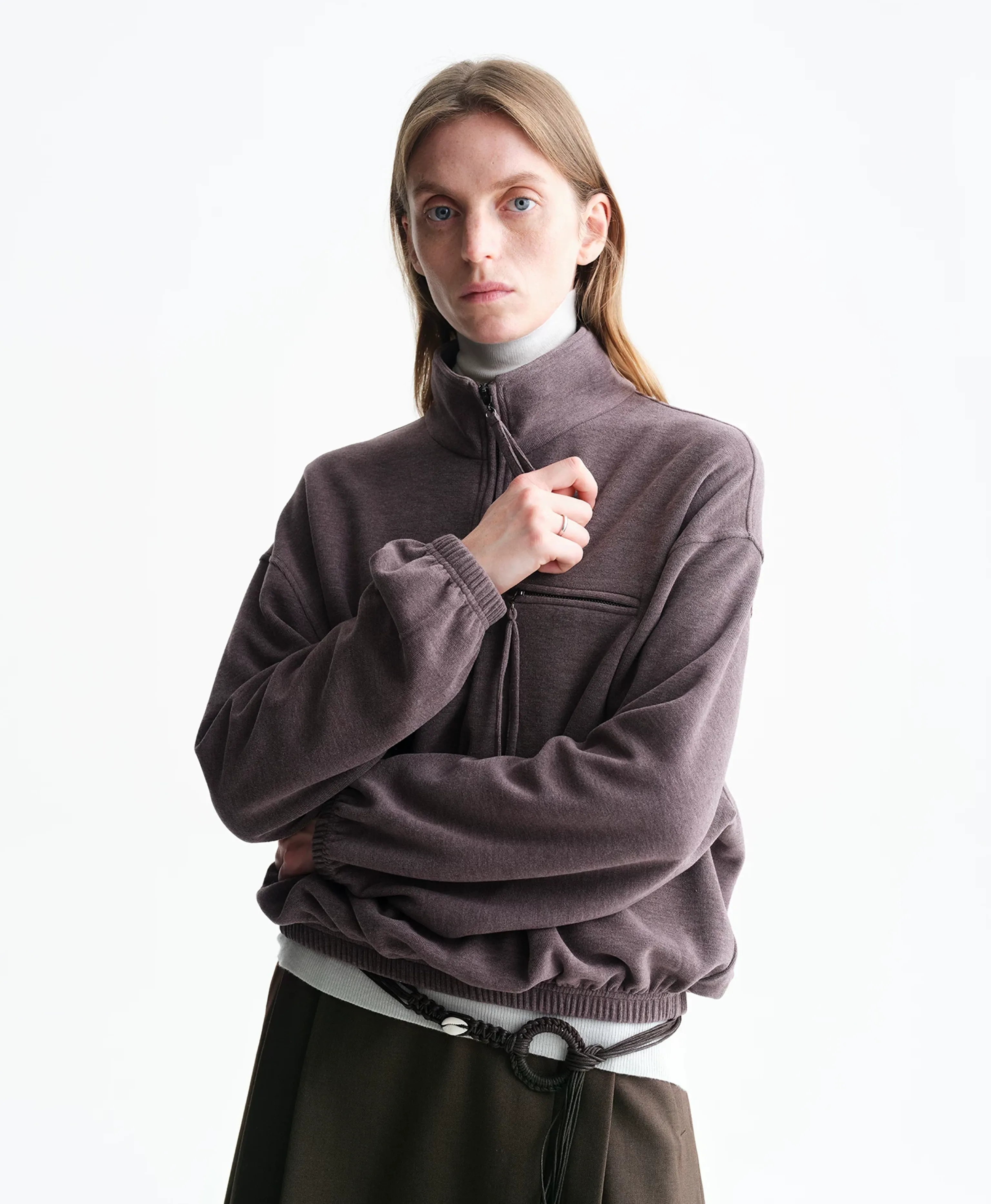 Half-Zip Stand-Collar Sweatshirt - Image 2