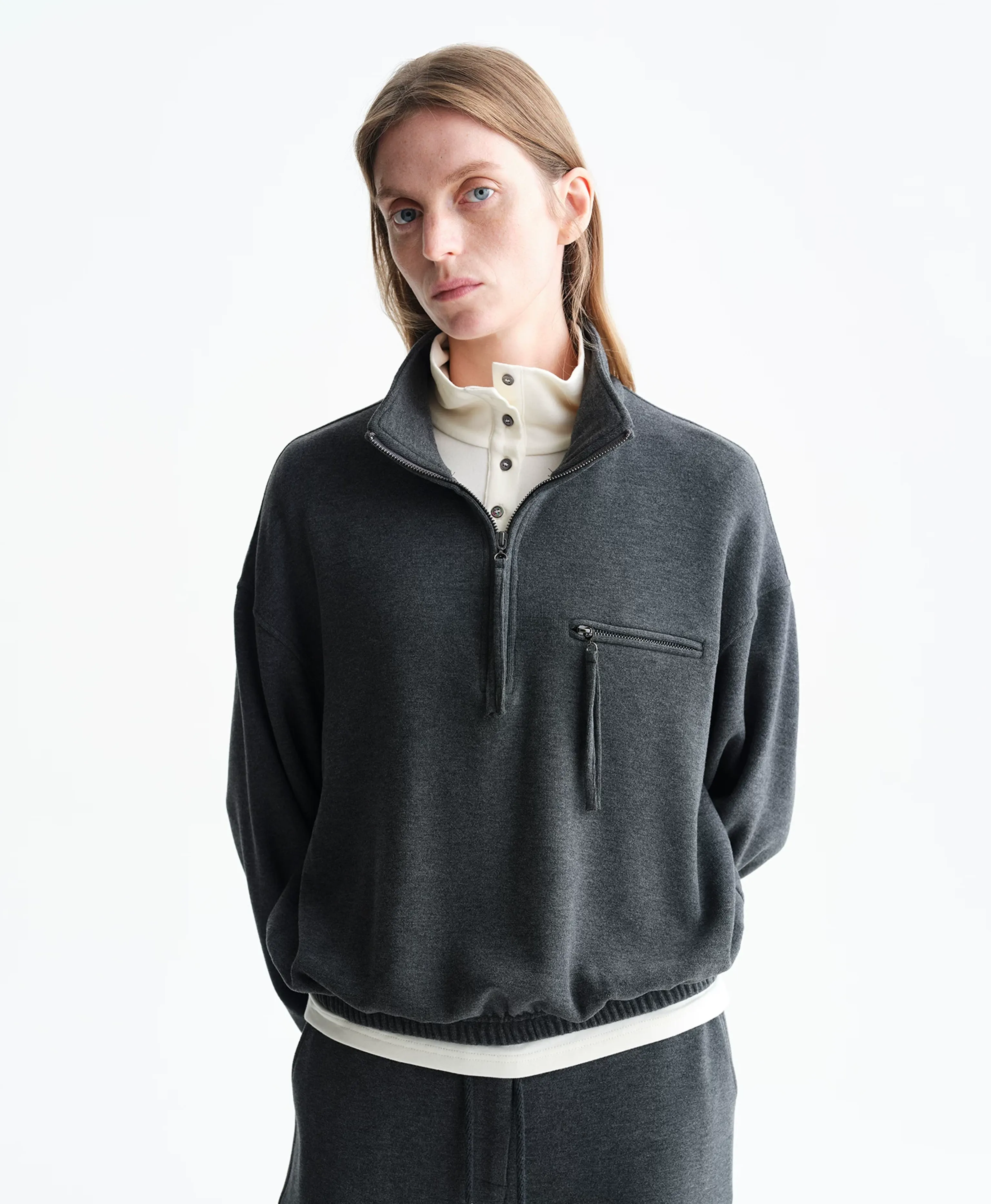 Half-Zip Stand-Collar Sweatshirt - Image 3