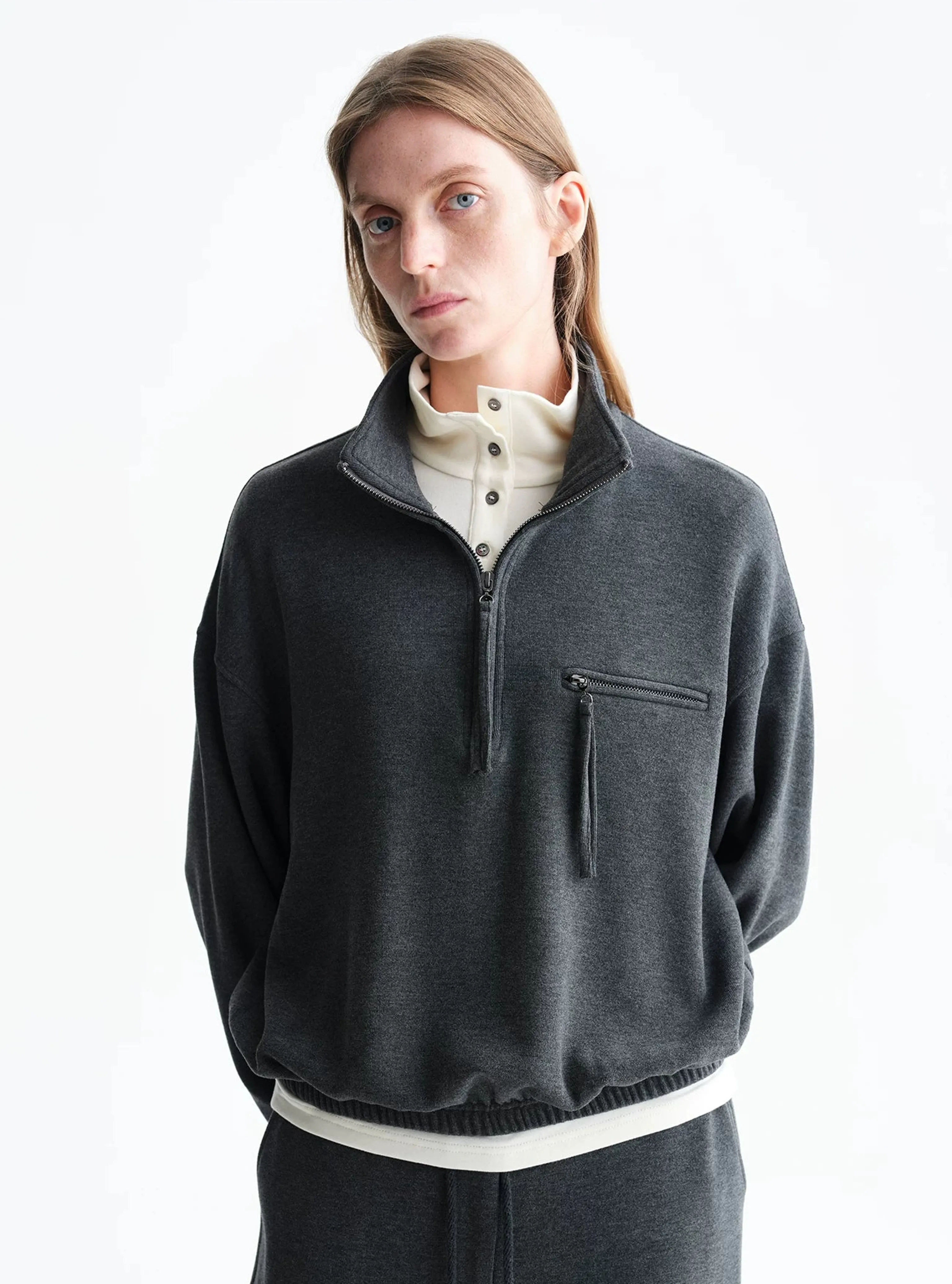 Half-Zip Stand-Collar Sweatshirt - Image 7