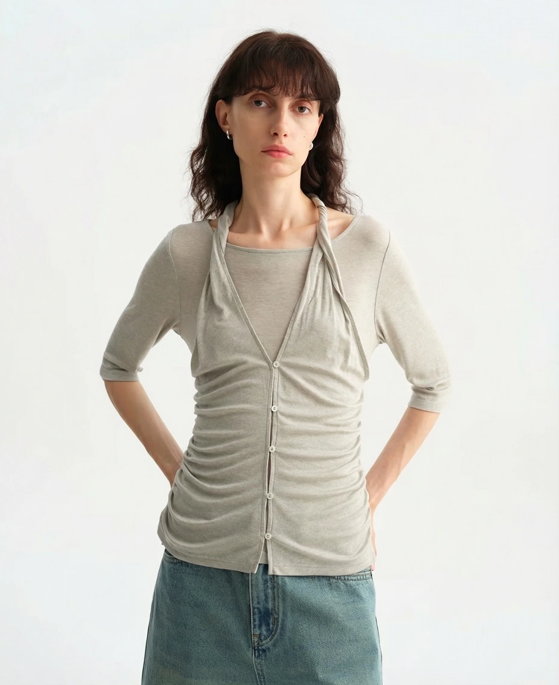 Halter Layered Knit Top - Image 3