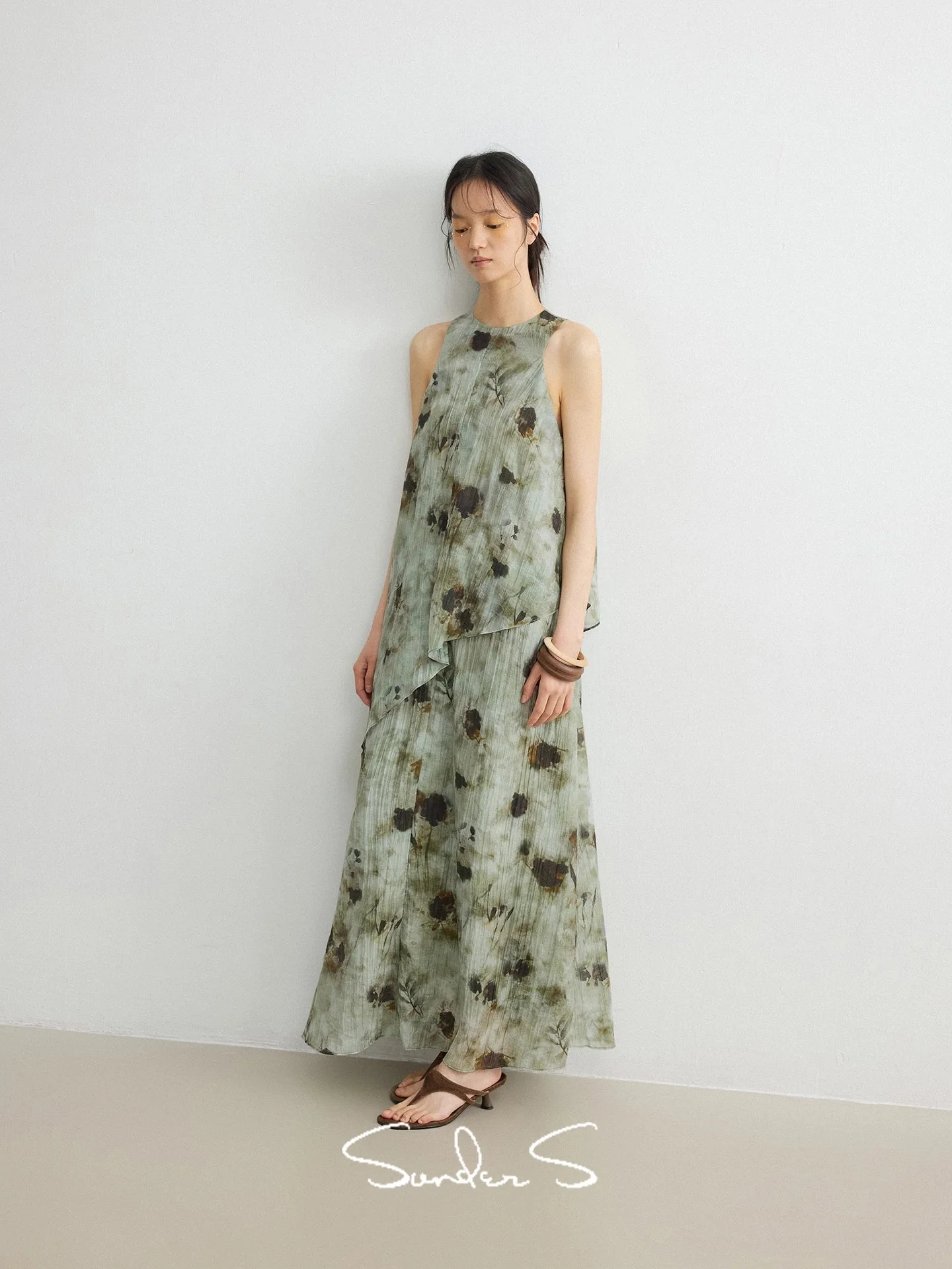 Halter Layered Maxi Dress