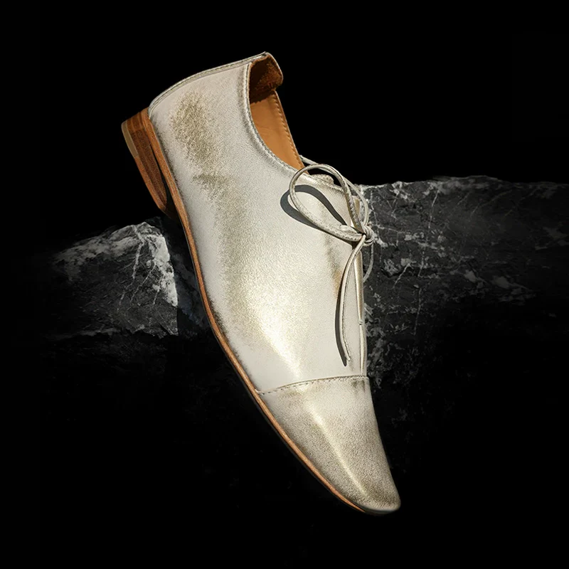 Hand-Brushed Retro Lace-Up Shoes - Image 4
