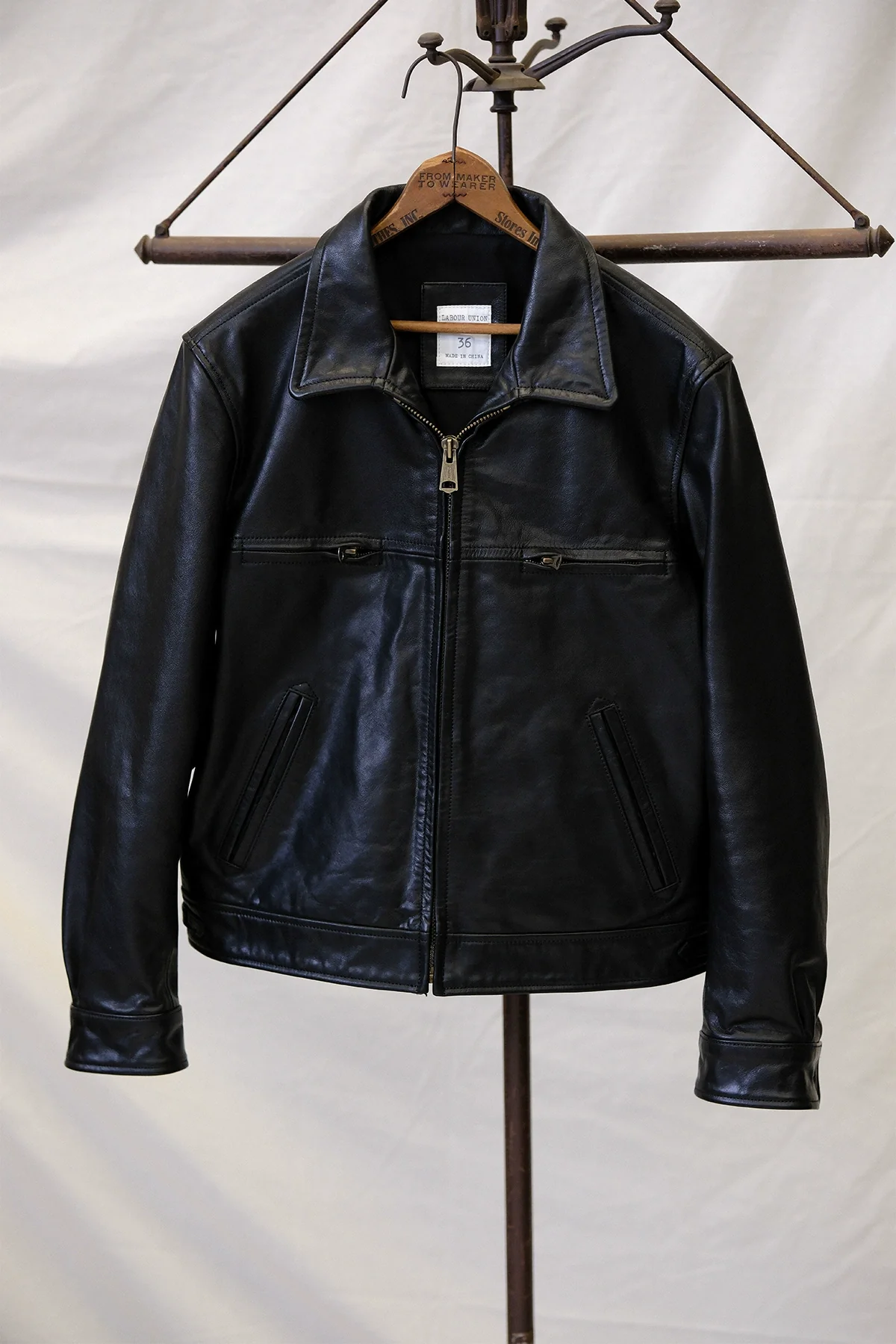 Hand-Rubbed Top-Grain Leather Zip Jacket - Image 8