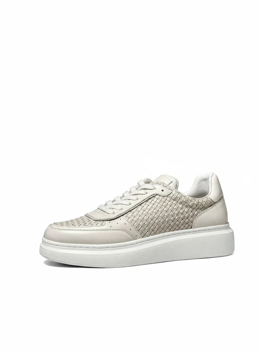 Hand-Woven Top-Grain Calf Leather Platform Sneakers - Image 3