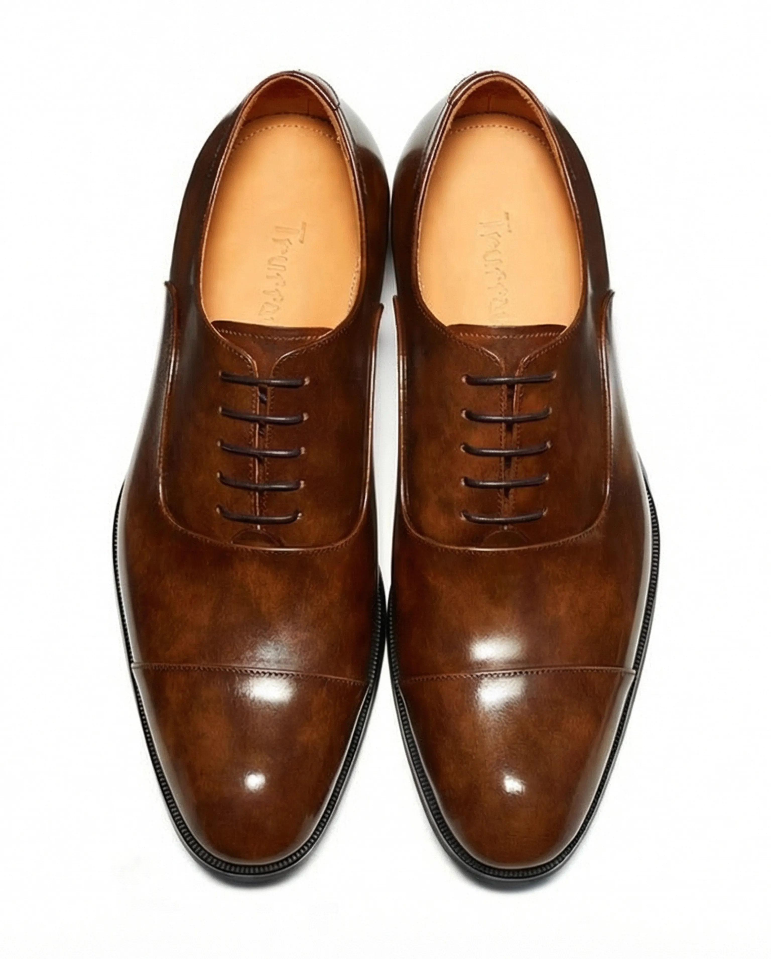 Handcrafted Brown Leather Oxford Shoes - Image 2