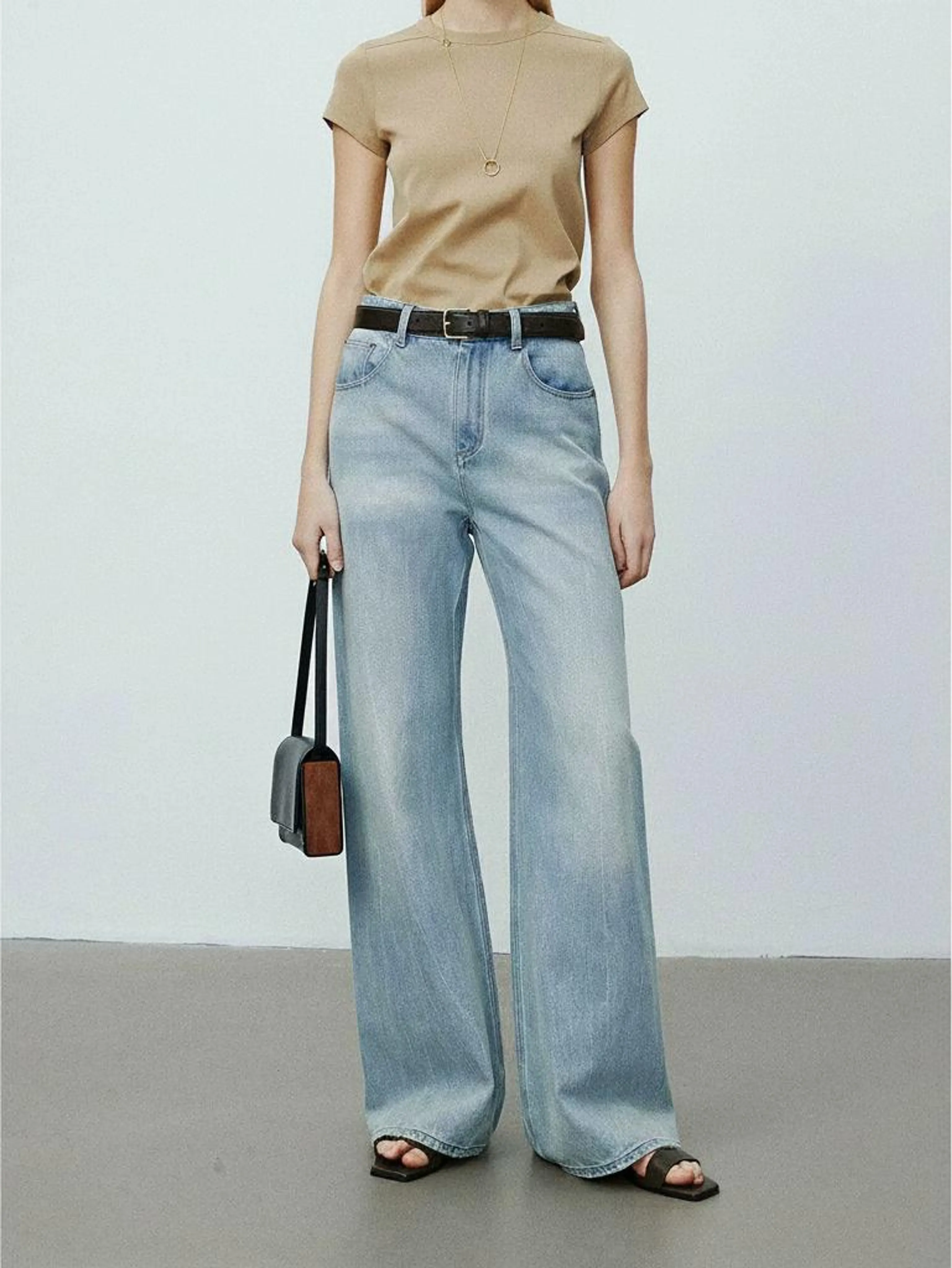 Handmade Ice Crack Flared Jeans
