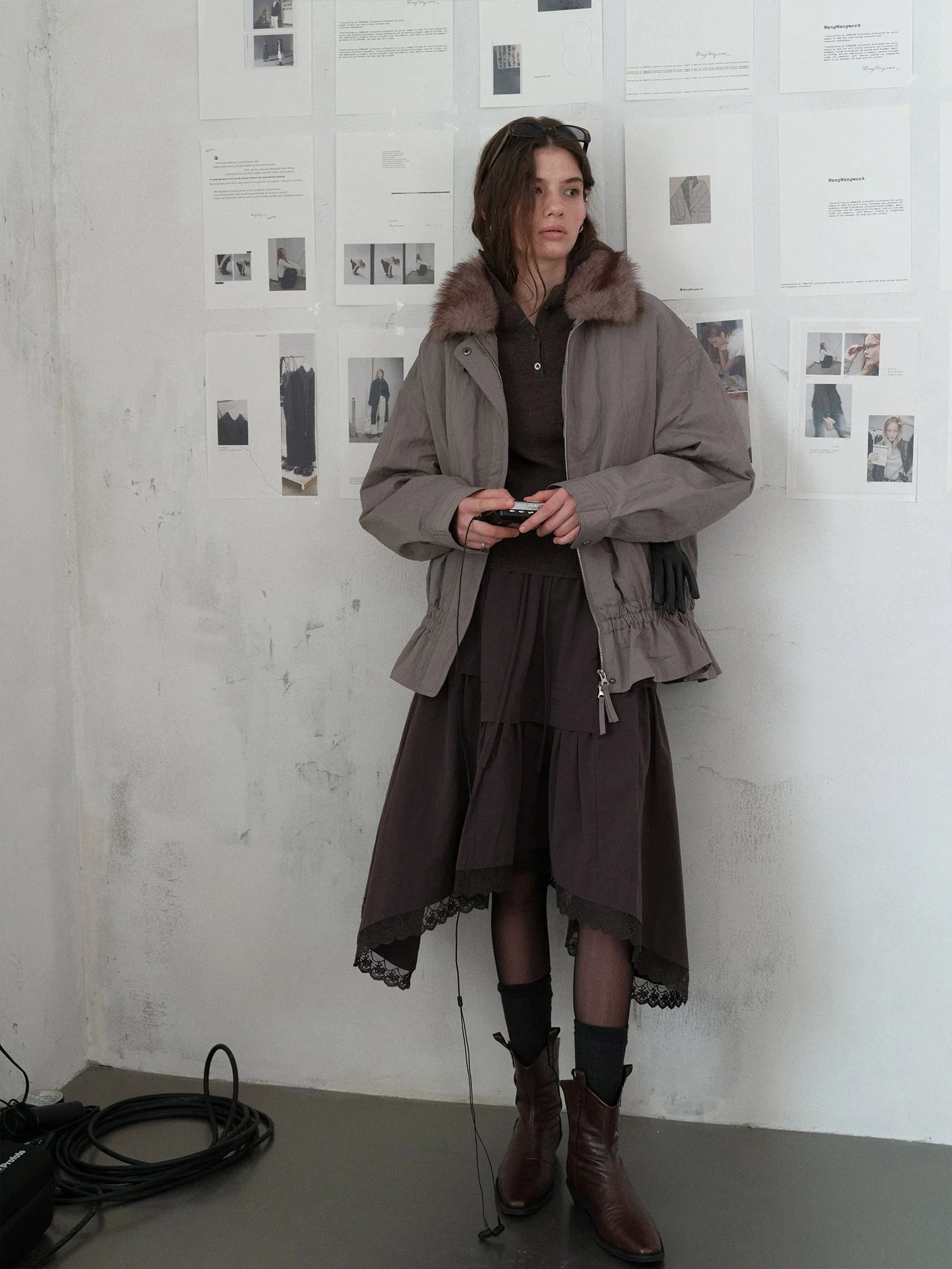 Haze Grey Crinkled Padded Jacket - Image 3