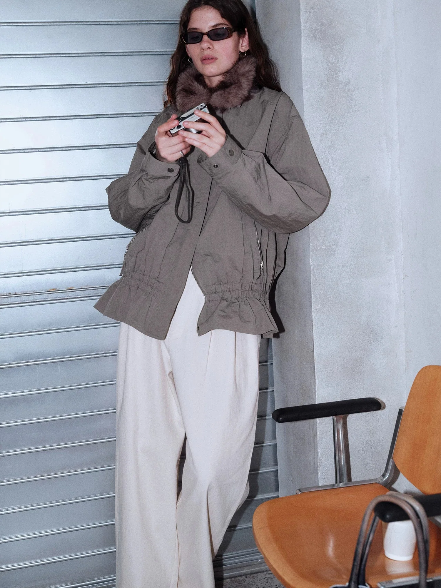 Haze Grey Crinkled Padded Jacket - Image 4