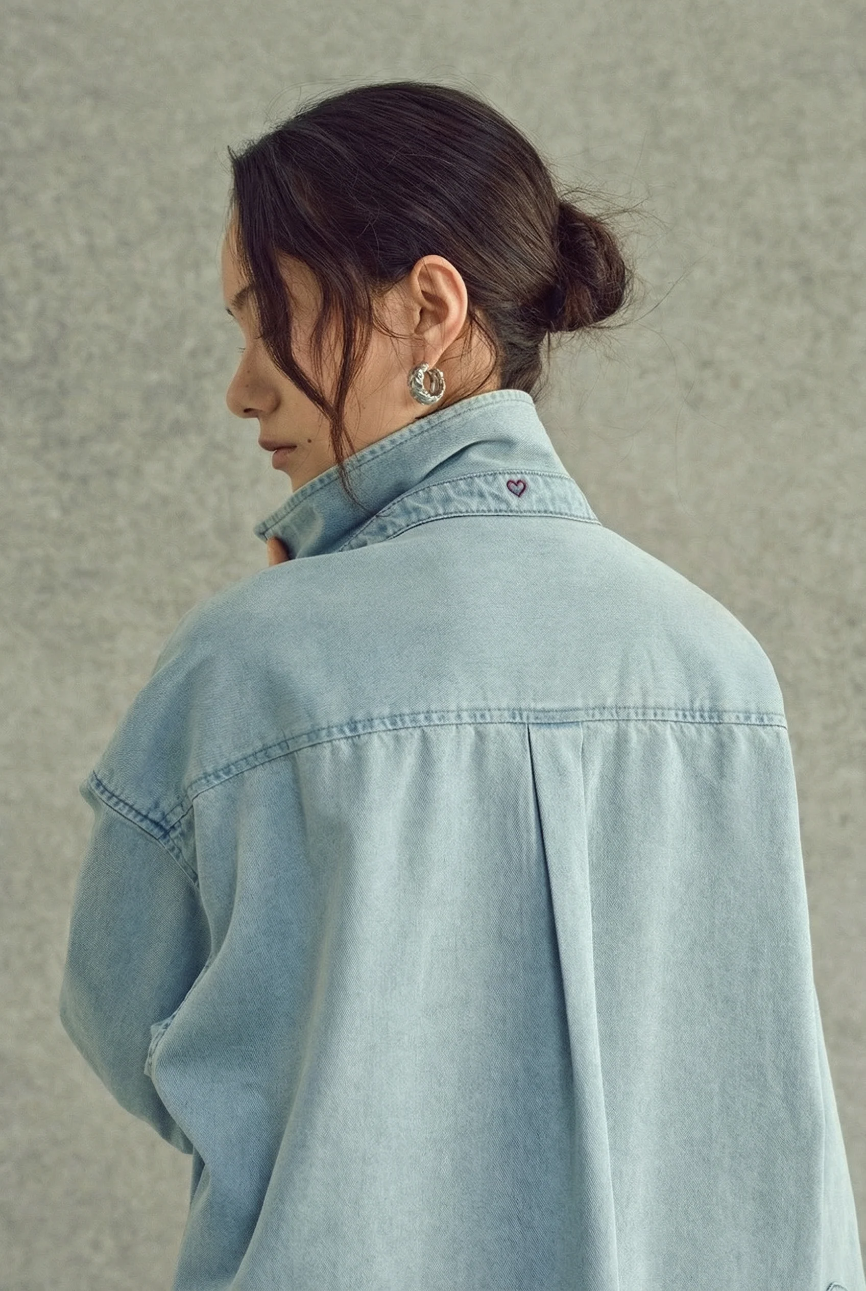 Heart Collar Denim Shirt - Image 4