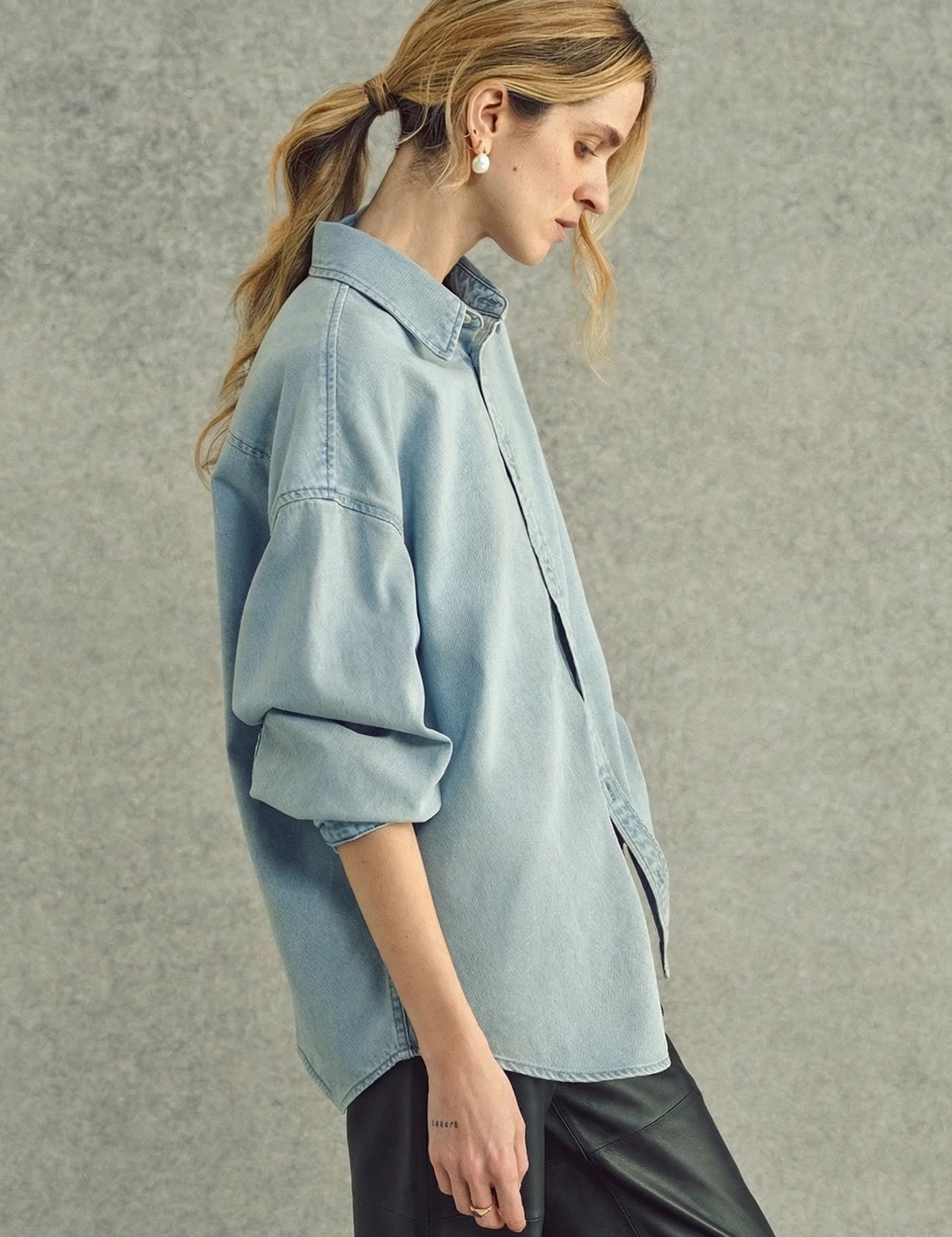Heart Collar Denim Shirt - Image 5