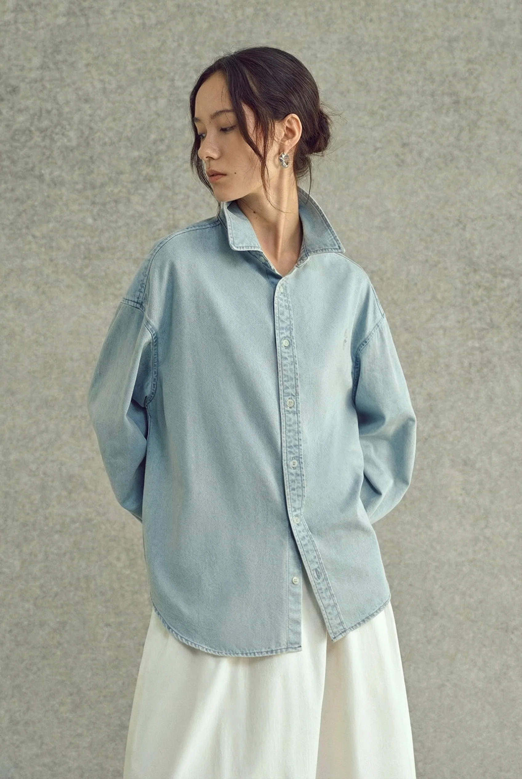 Heart Collar Denim Shirt - Image 6