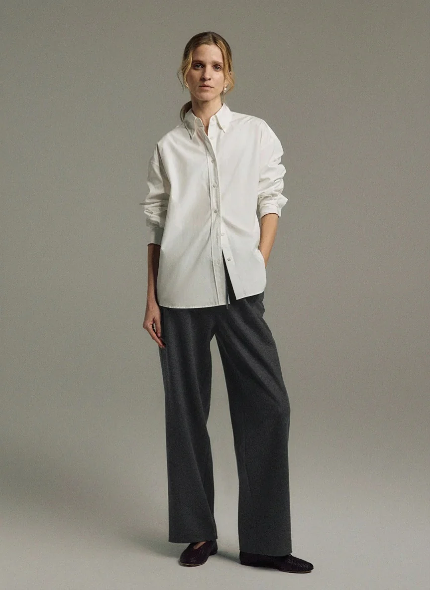 Heather Wool-Blend Straight-Leg Drawstring Trousers