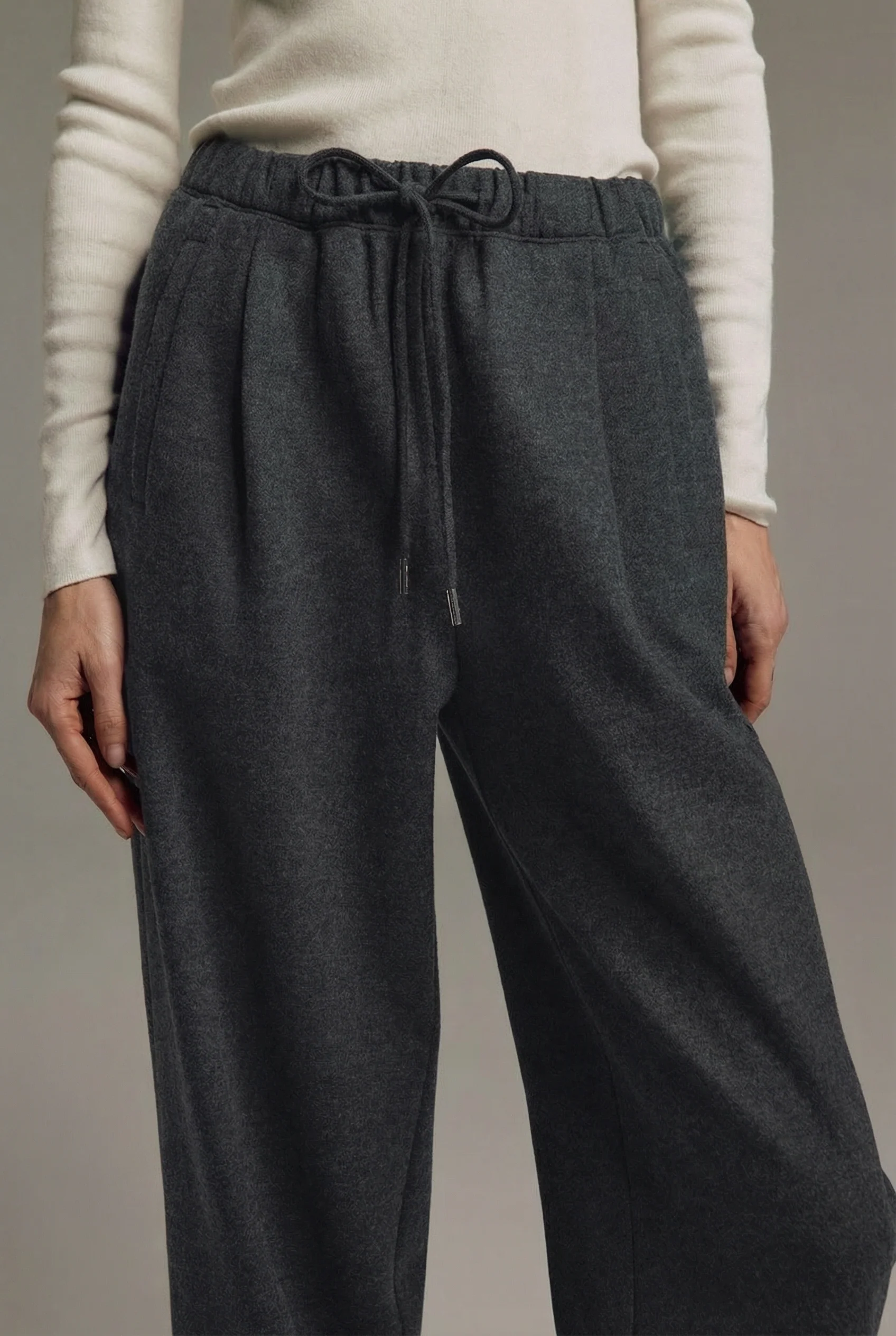 Heather Wool-Blend Straight-Leg Drawstring Trousers - Image 6