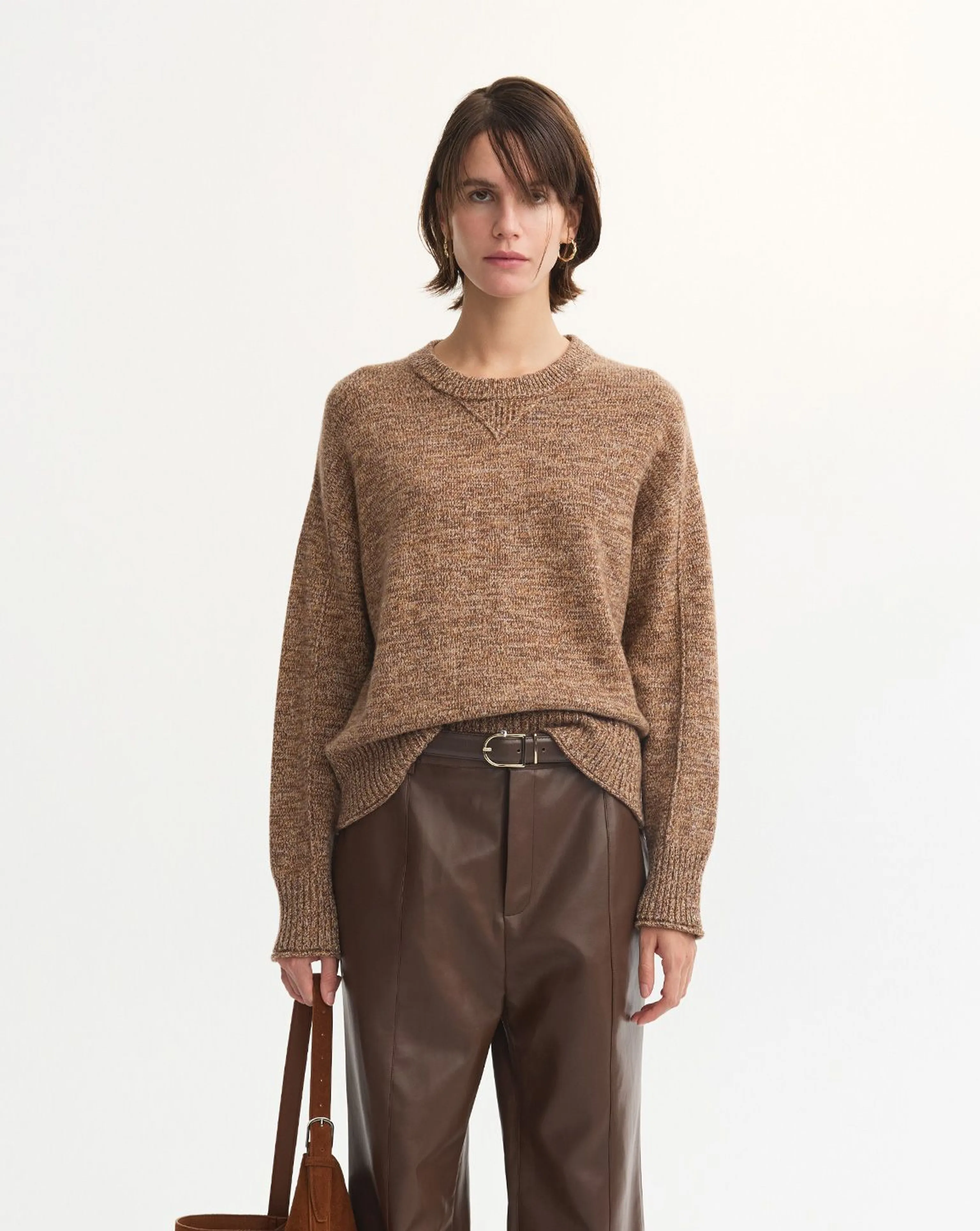 Heathered Wool Crewneck Sweater