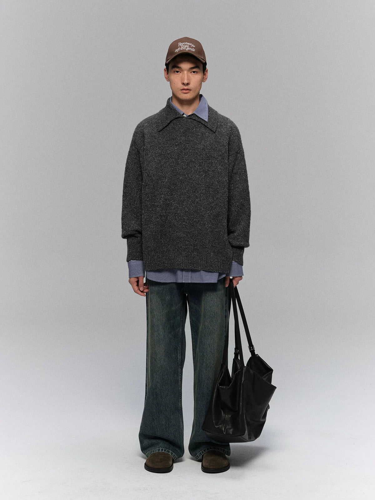 Heavy Alpaca Wool Blended Knit Polo - Image 2