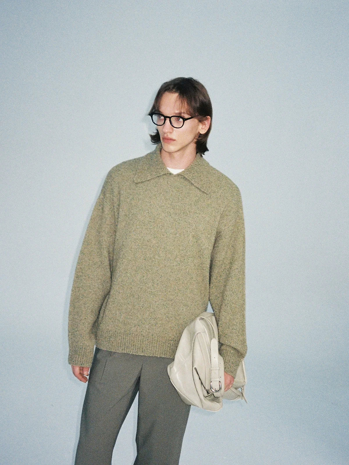 Heavy Alpaca Wool Blended Knit Polo - Image 3
