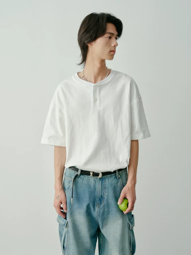 Heavy-Wash Henley Tee