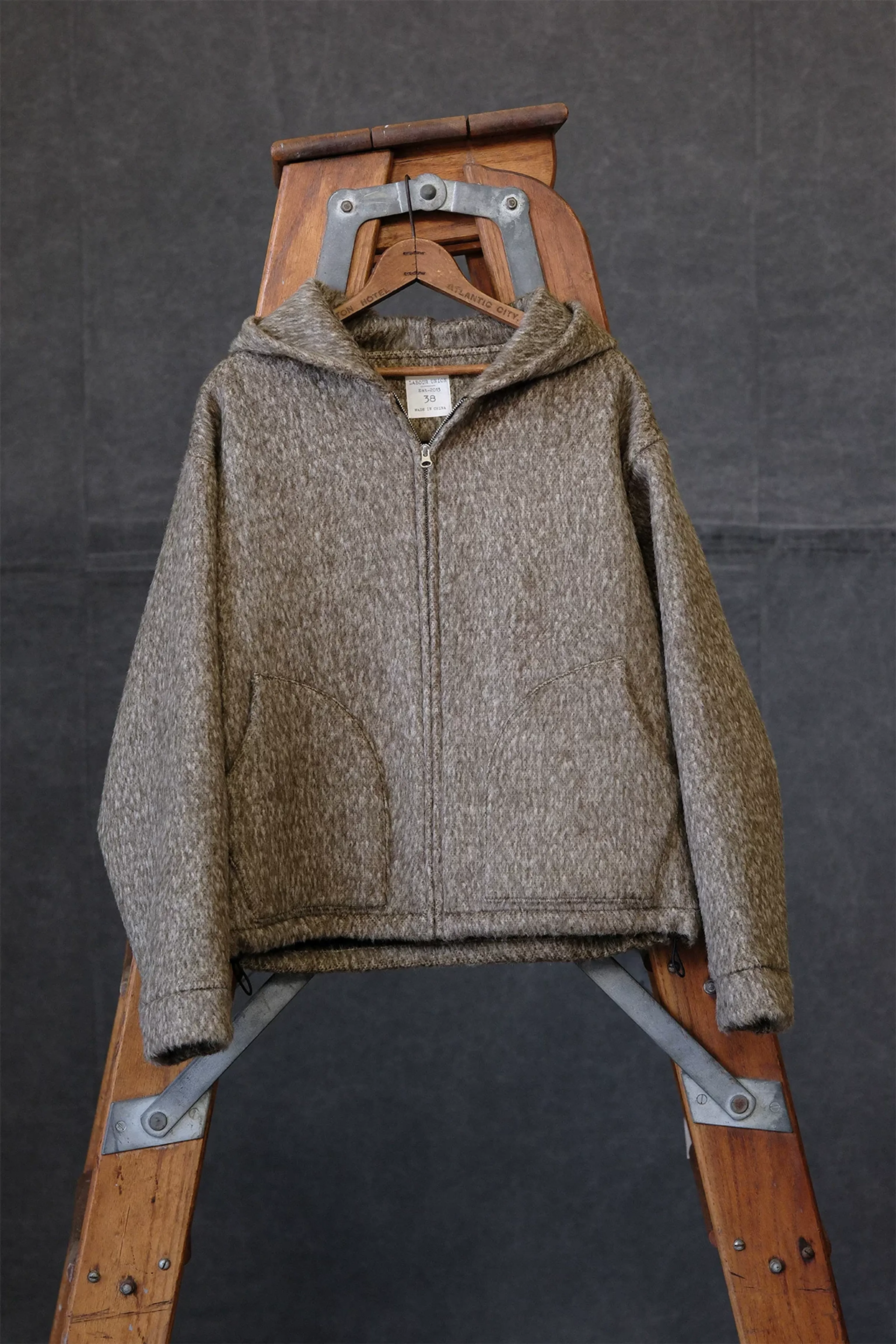 Heavy Wool Drawstring Zipper Jacket - Image 5