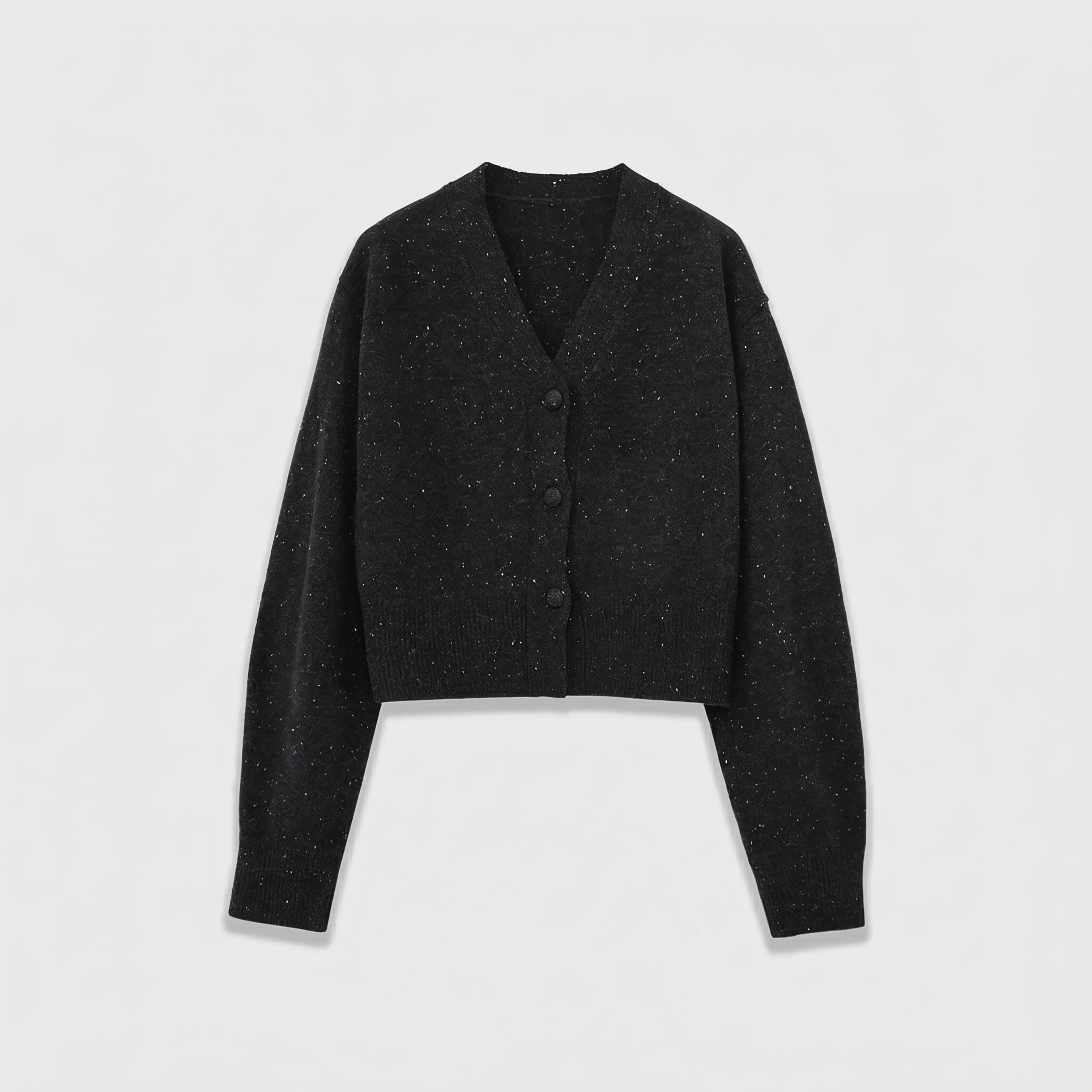 Heavy Wool V-Neck Cardigan and Skirt Set - Image 7