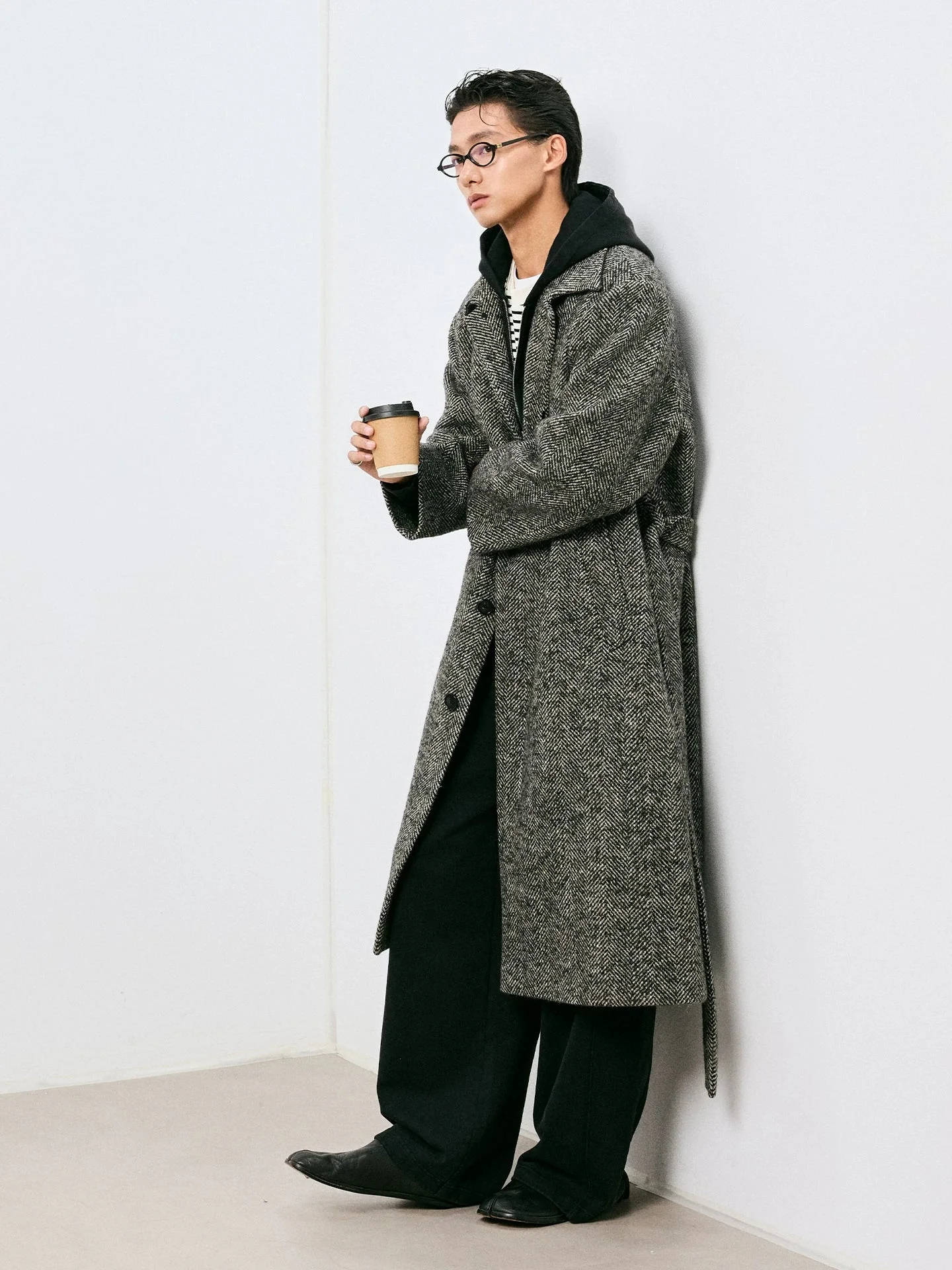 Heavyweight Boxy Zip-Up Hoodie in Snow-Washed Black - Image 3
