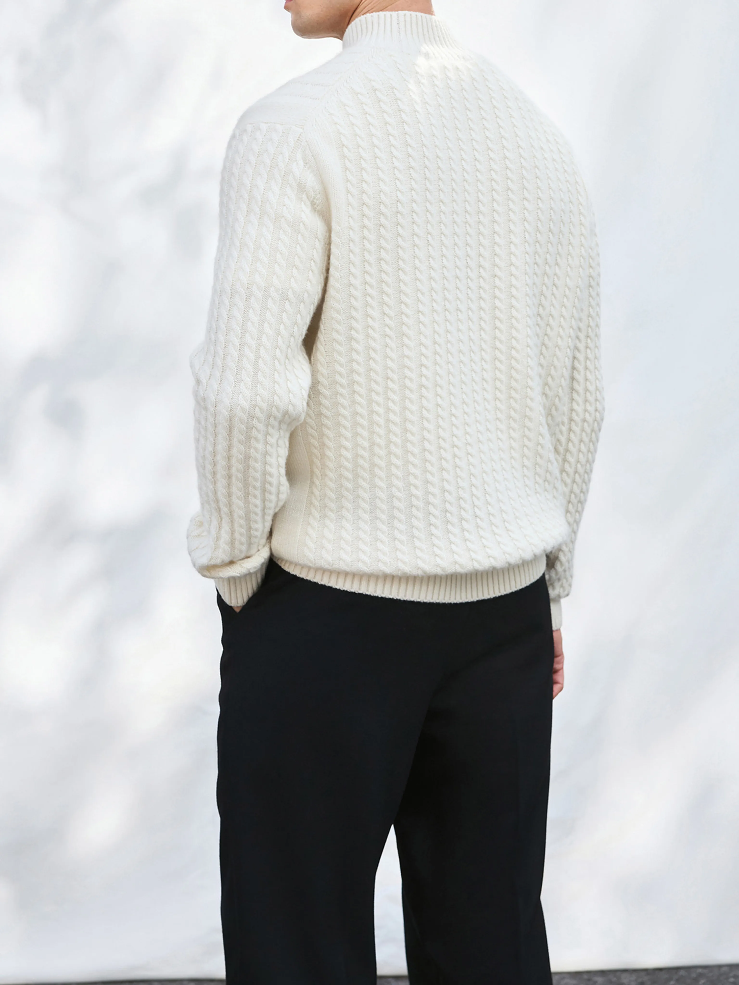 Heavyweight Cashmere Cable Mock‑Neck Sweater - Image 5