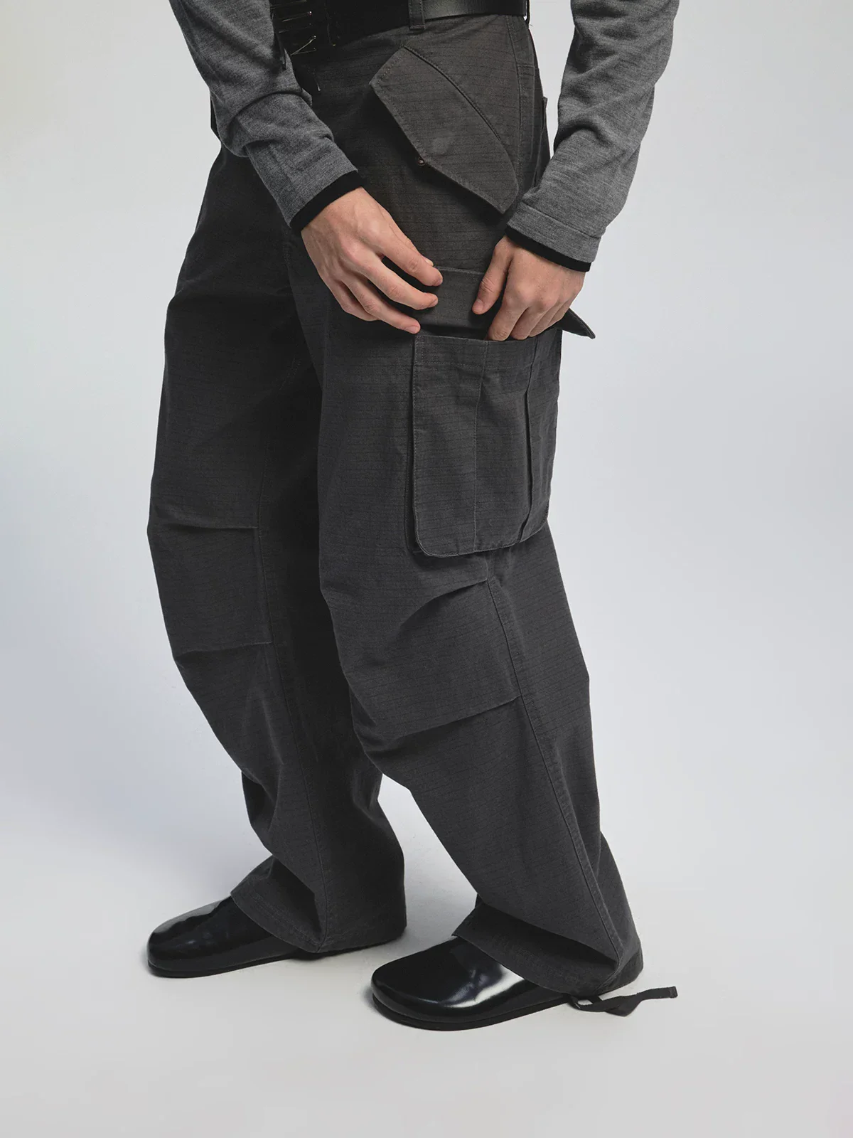 Heavyweight Check Piqué Cargo Trousers - Image 4