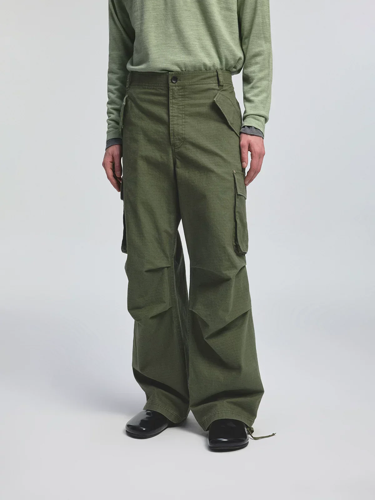 Heavyweight Check Piqué Cargo Trousers - Image 5