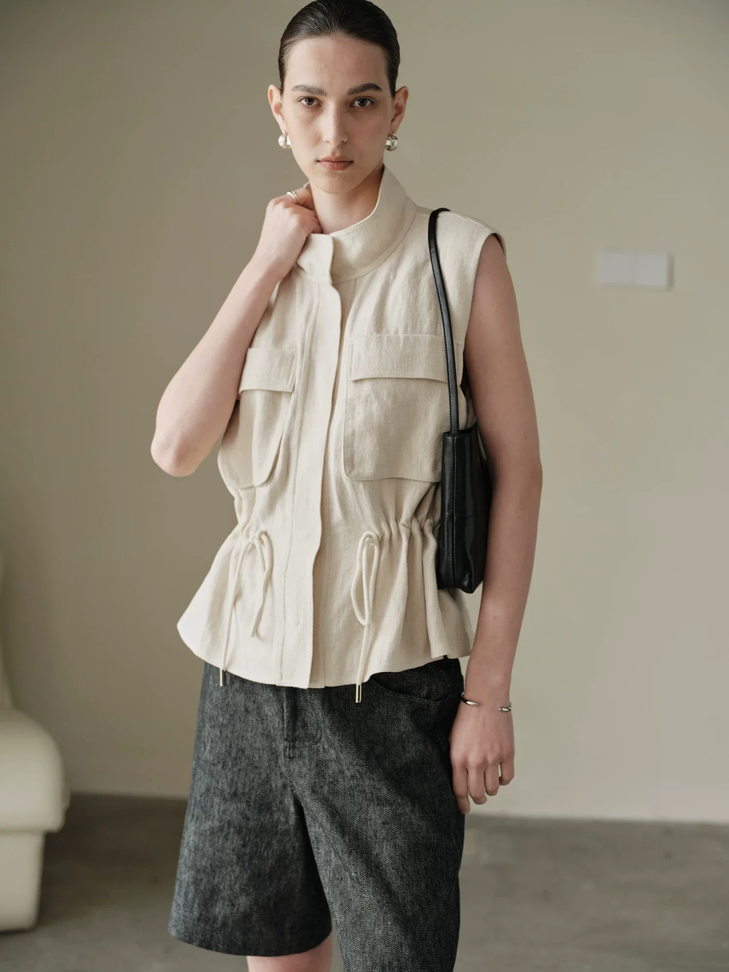 Hemp Drawstring Utility Vest - Image 2