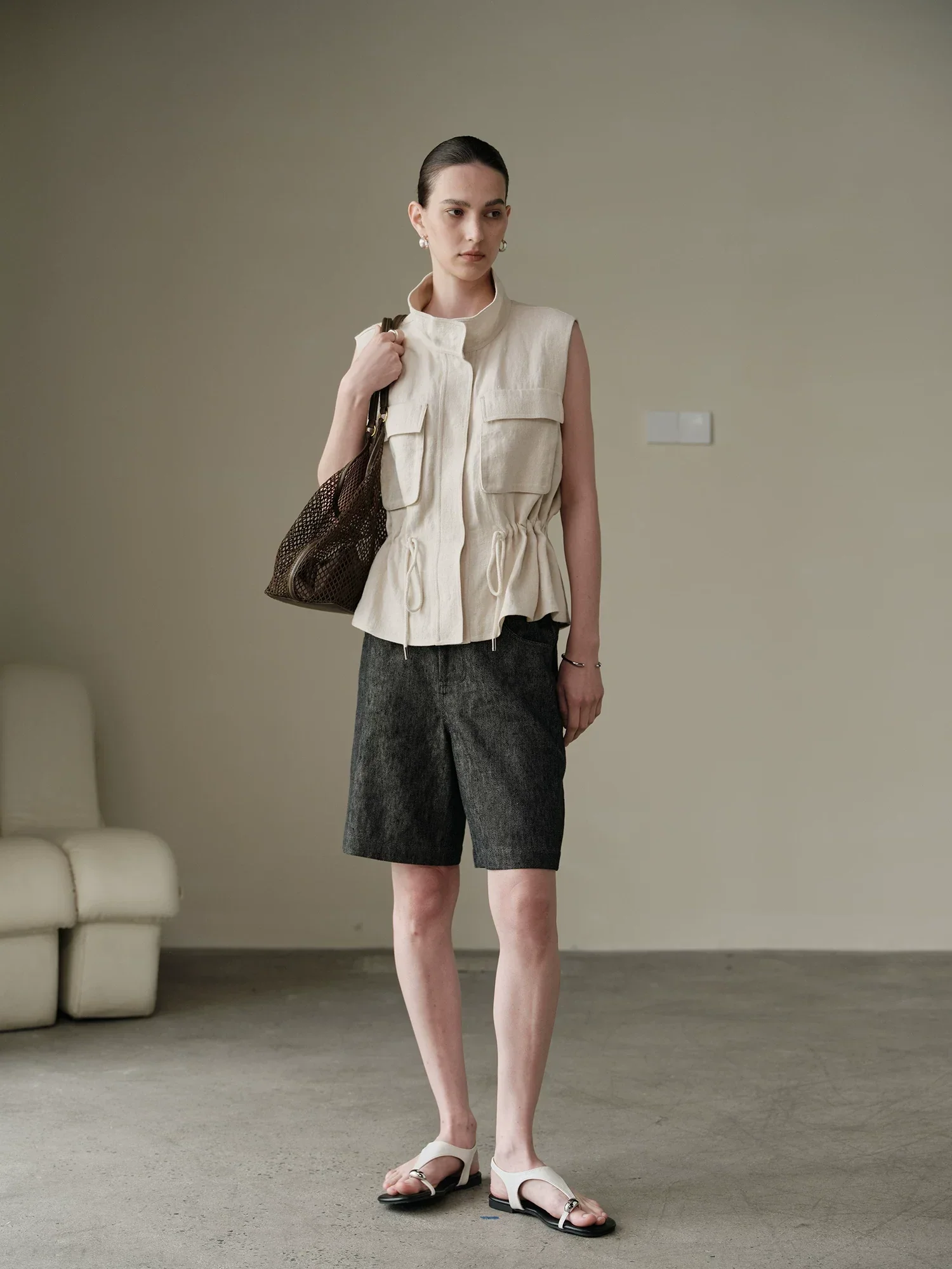 Hemp Drawstring Utility Vest - Image 3