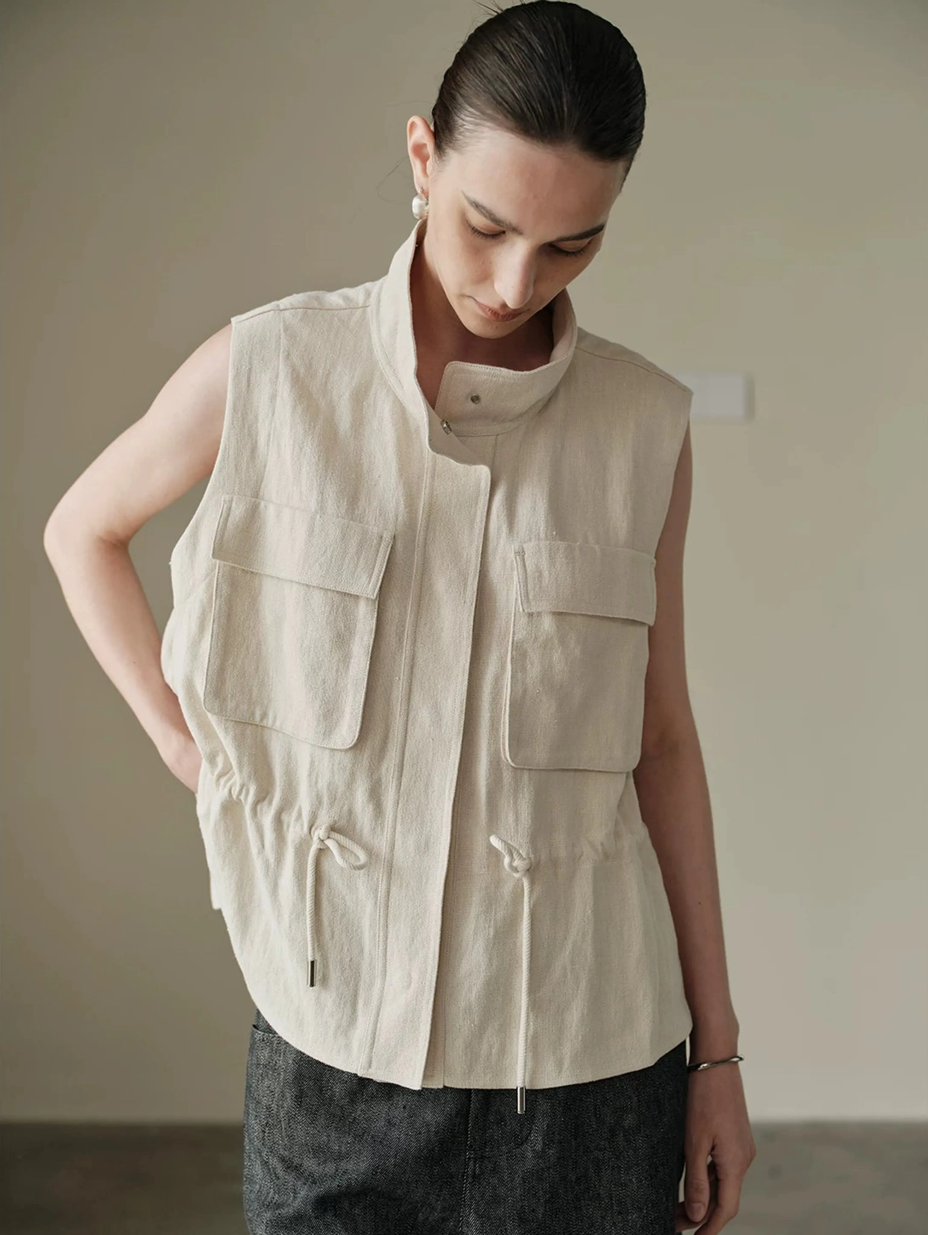 Hemp Drawstring Utility Vest - Image 6