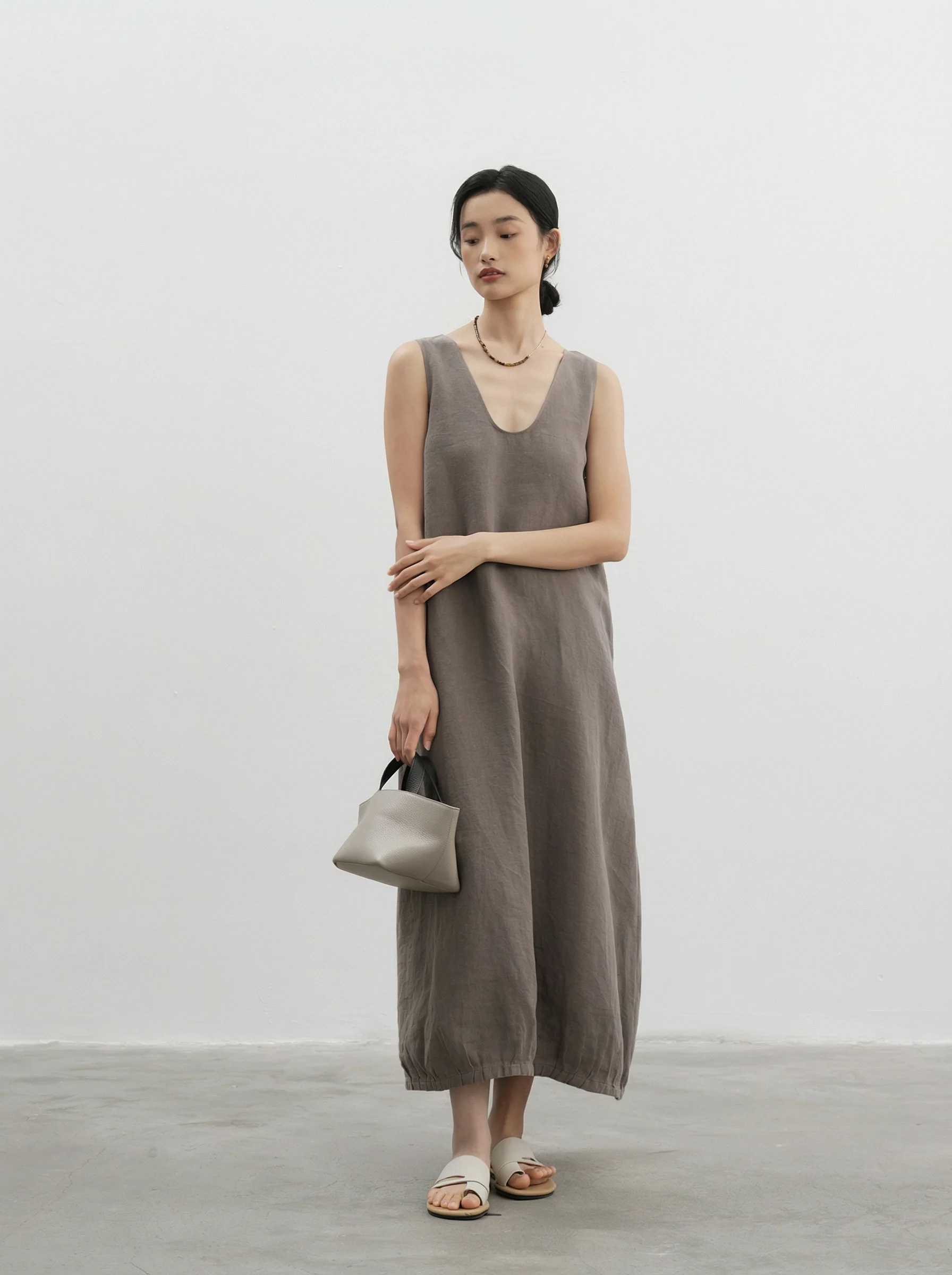 Hemp V-Neck Maxi Dress