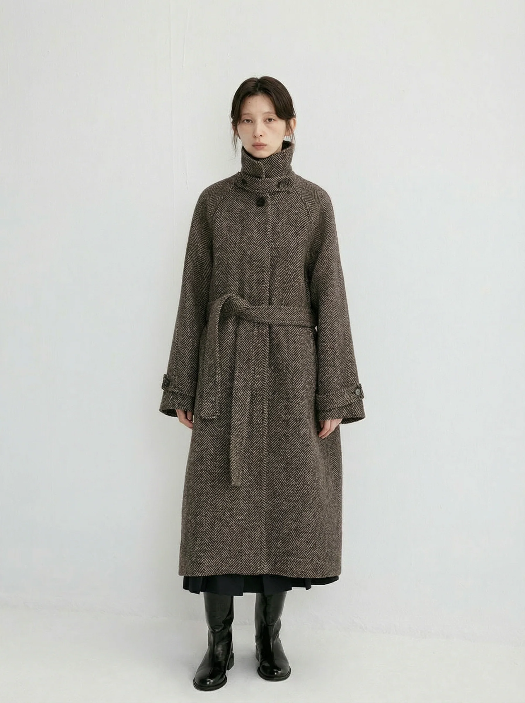 Herringbone Belted Coat - Image 2