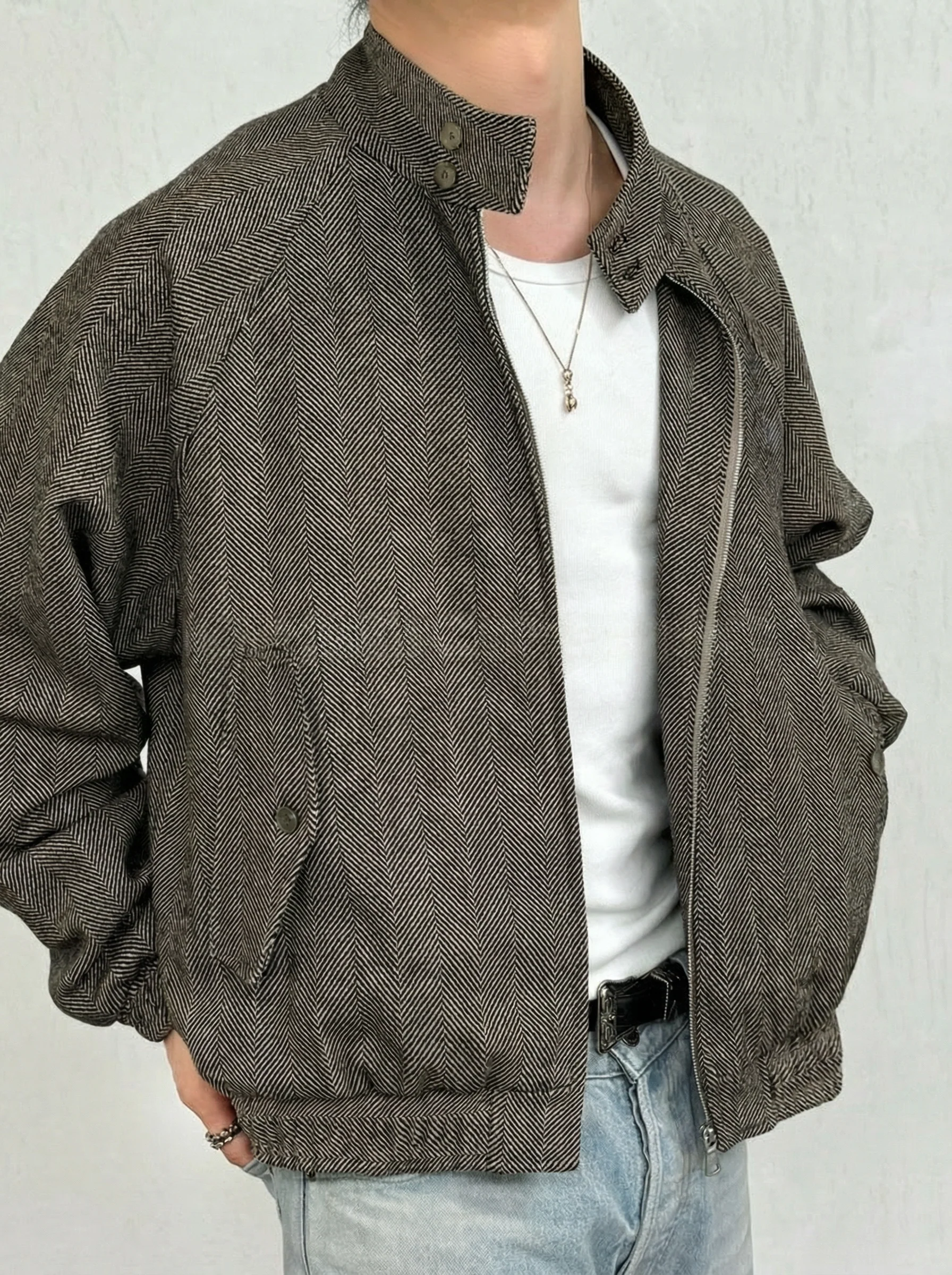 Herringbone Bomber Jacket