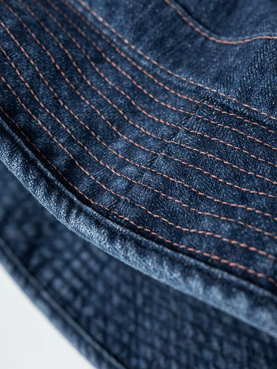 Herringbone Denim Bucket Hat - Image 4