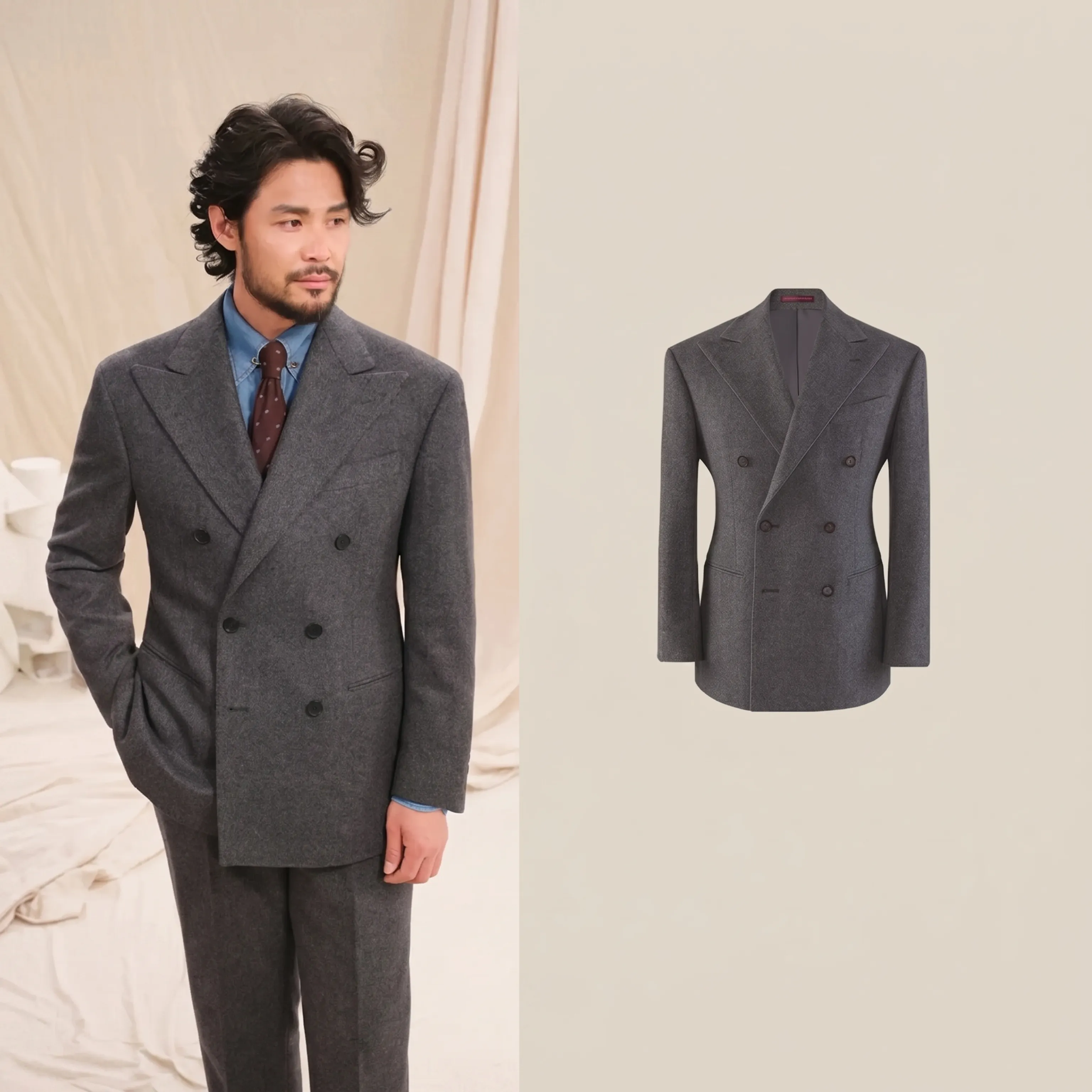 Herringbone Double-Breasted Blazer - Image 3