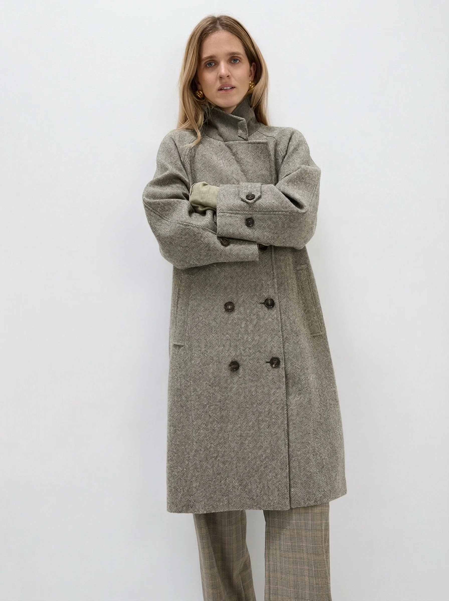 Herringbone Double-Breasted Coat - Image 2