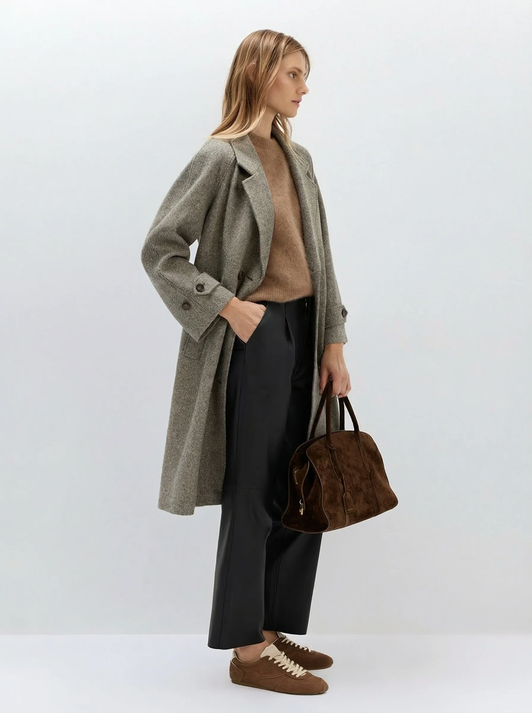 Herringbone Double-Breasted Coat - Image 3