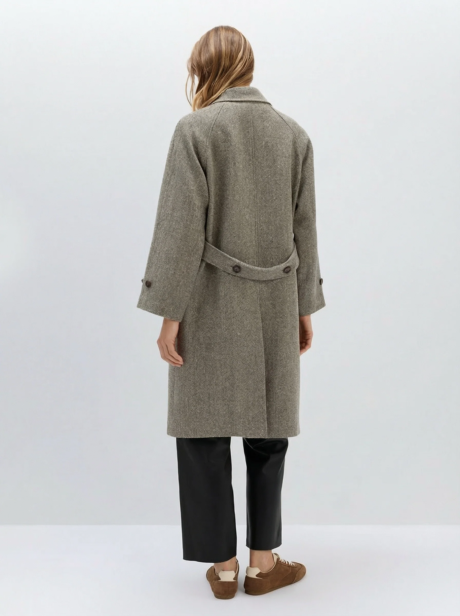 Herringbone Double-Breasted Coat - Image 4