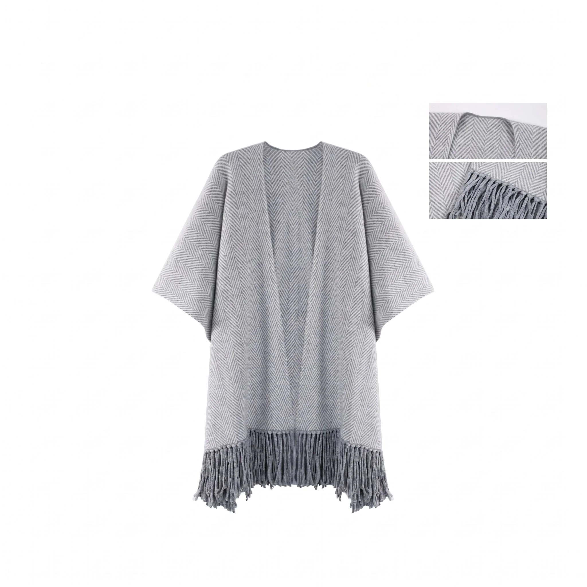 Herringbone Fringe Poncho - Image 6