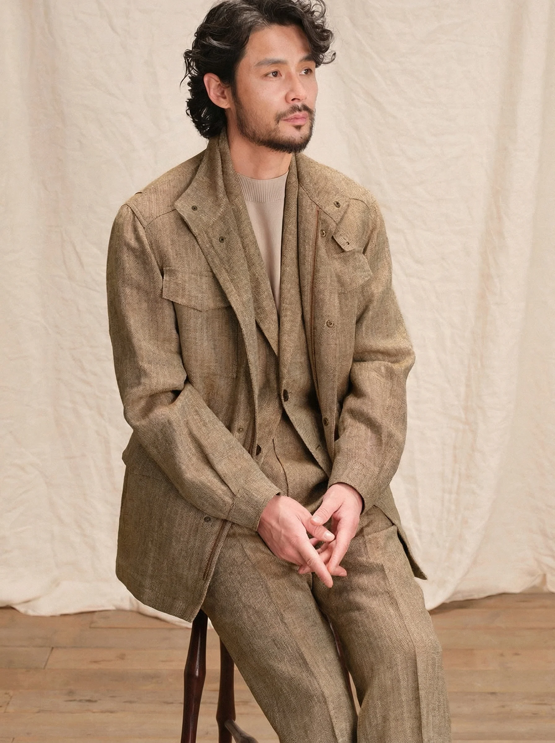 Herringbone Linen Field Jacket - Image 4