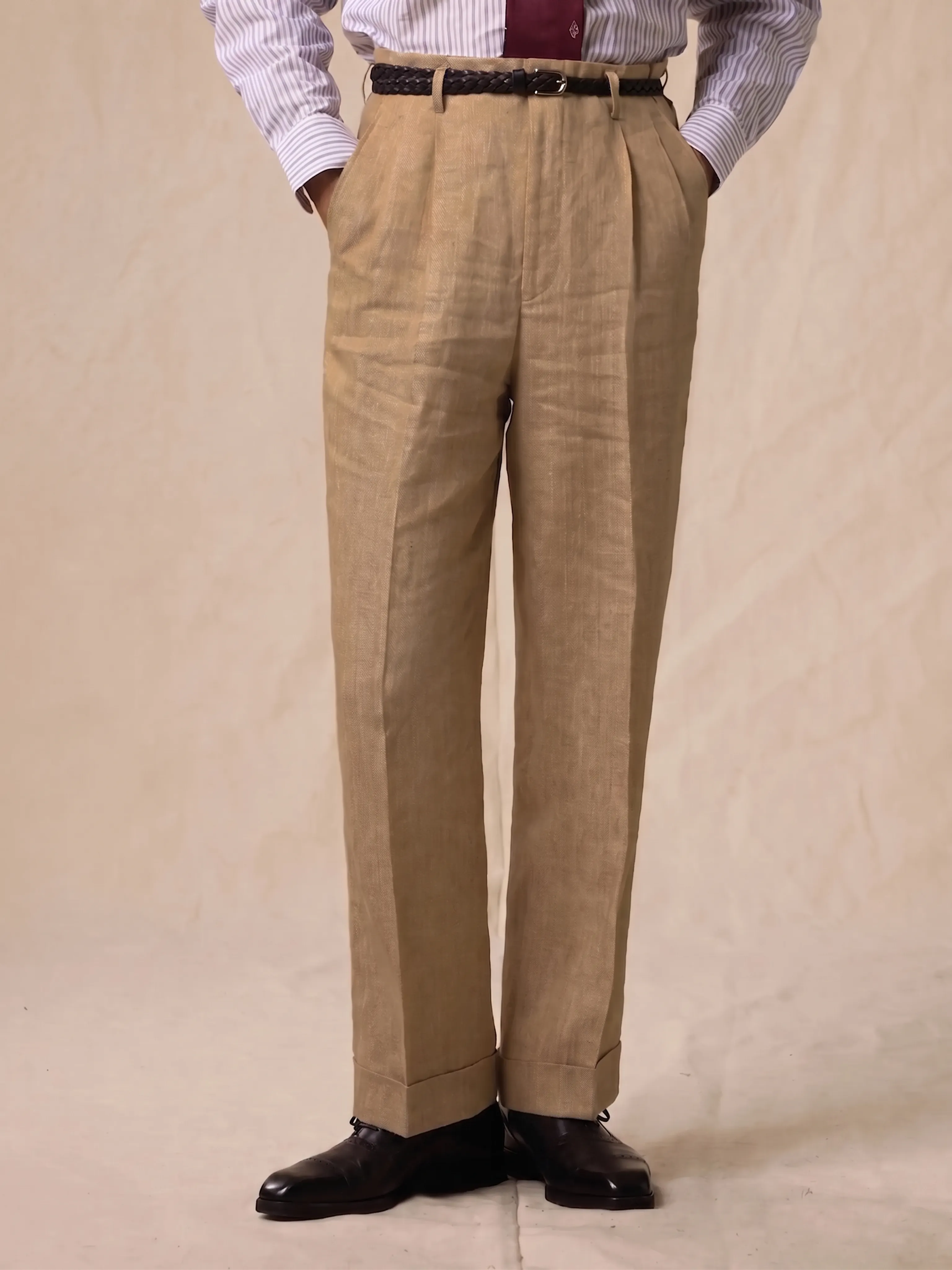 Herringbone Linen Trousers