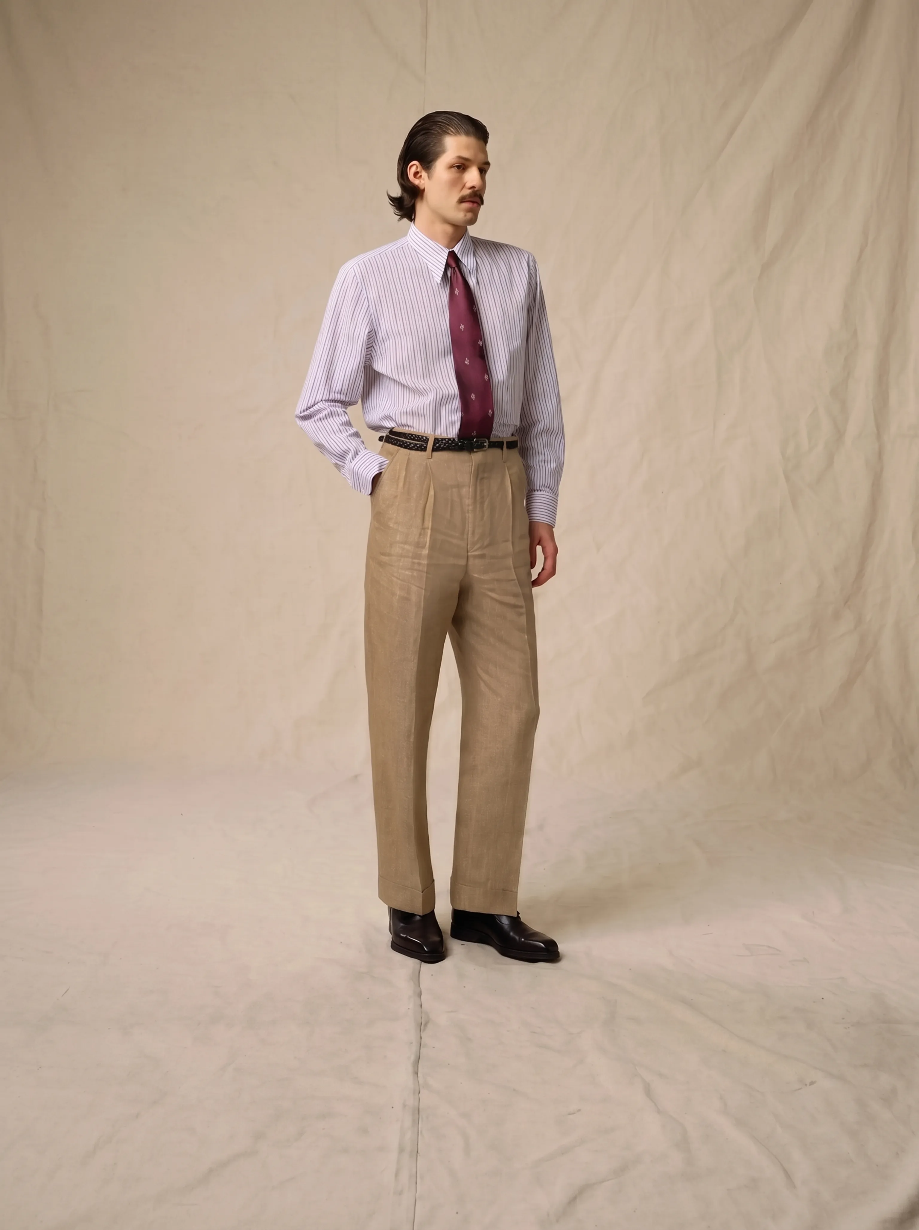 Herringbone Linen Trousers - Image 3