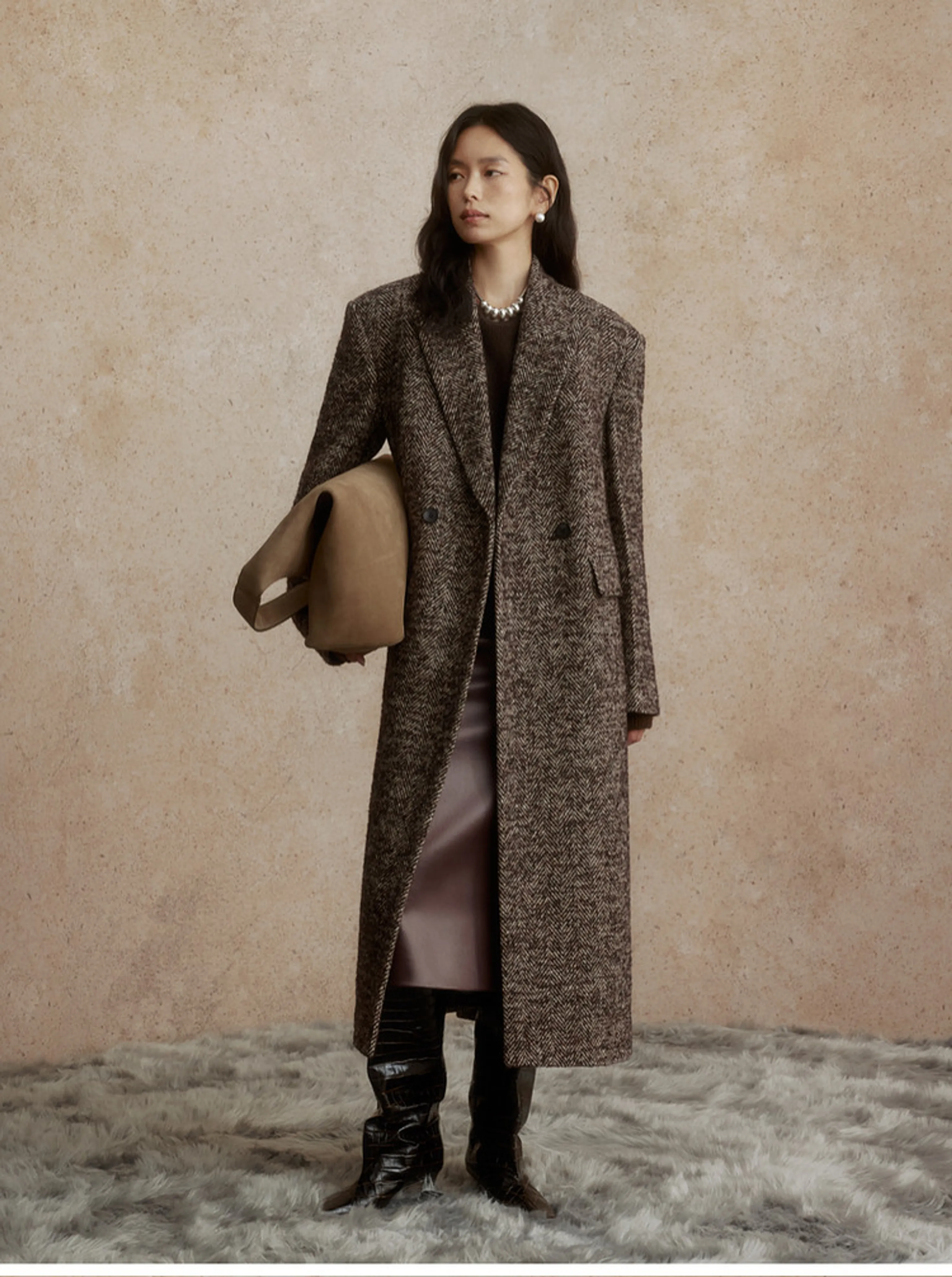Herringbone Long Coat - Image 3