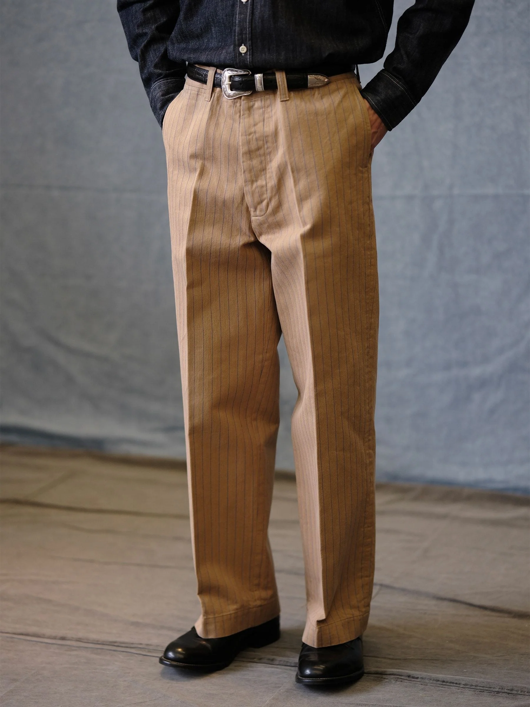 Herringbone Pinstripe Trousers - Image 2