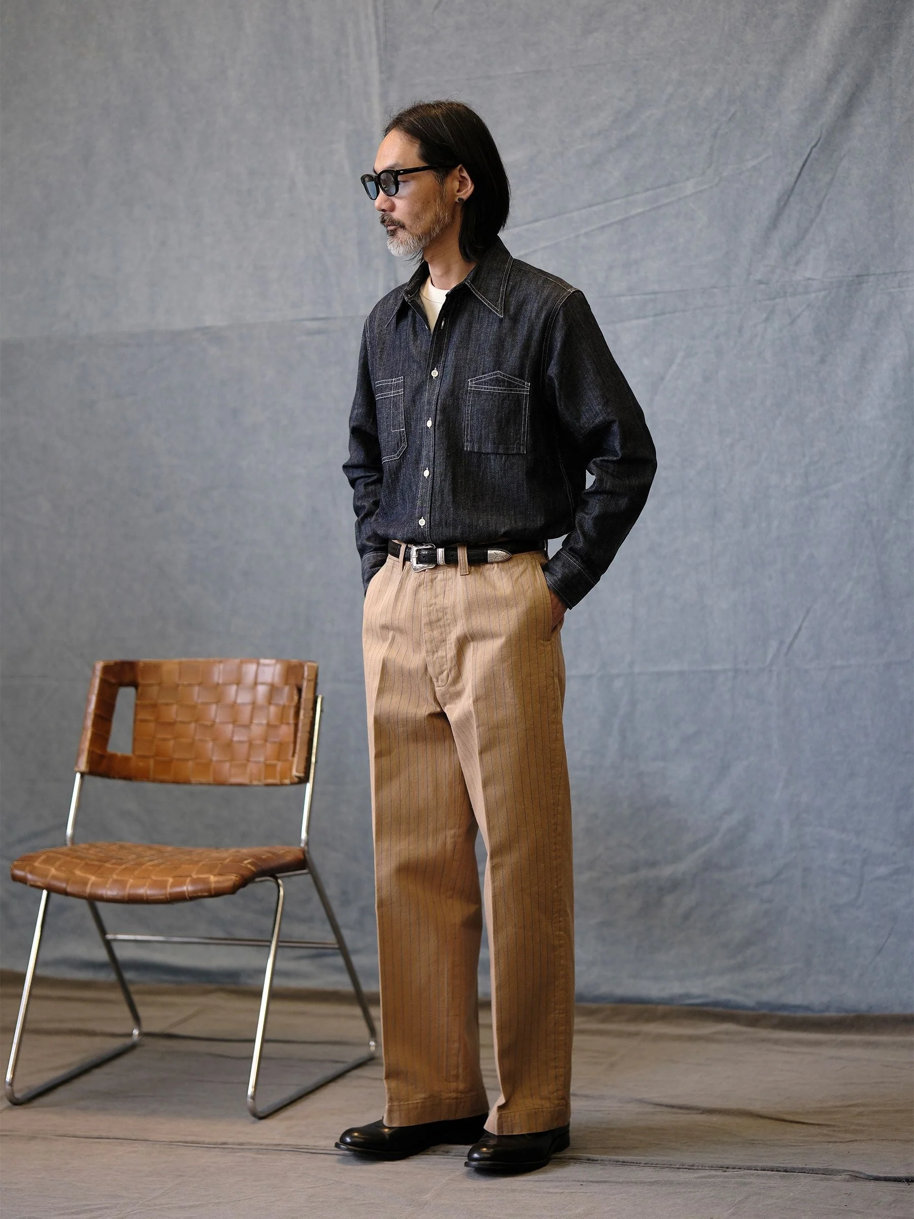 Herringbone Pinstripe Trousers - Image 4