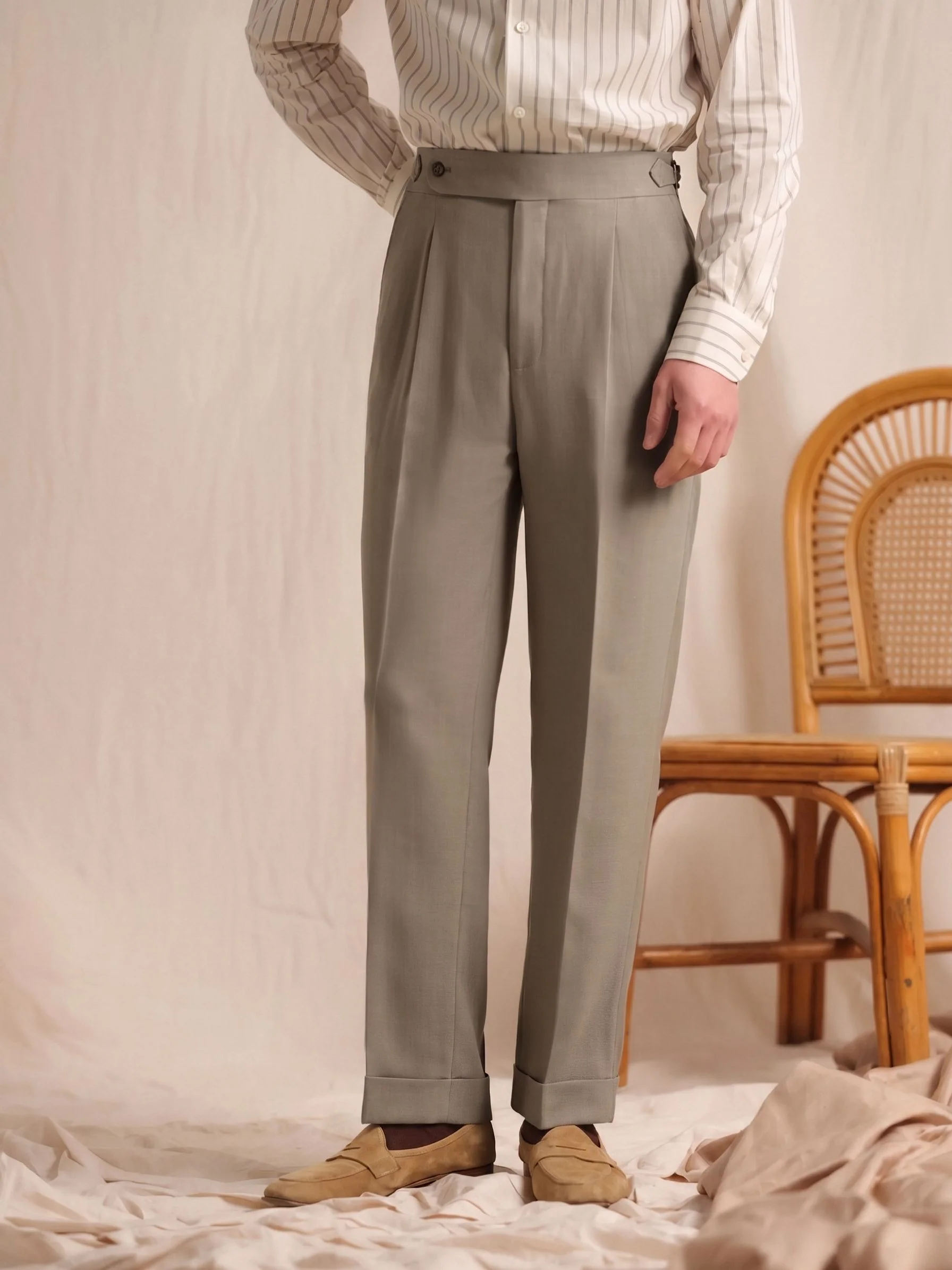 Herringbone Pleat Trousers - Image 2