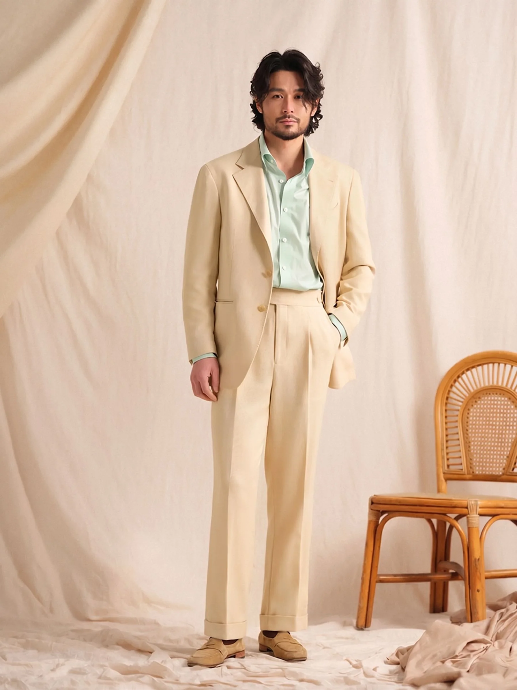 Herringbone Pleat Trousers - Image 4
