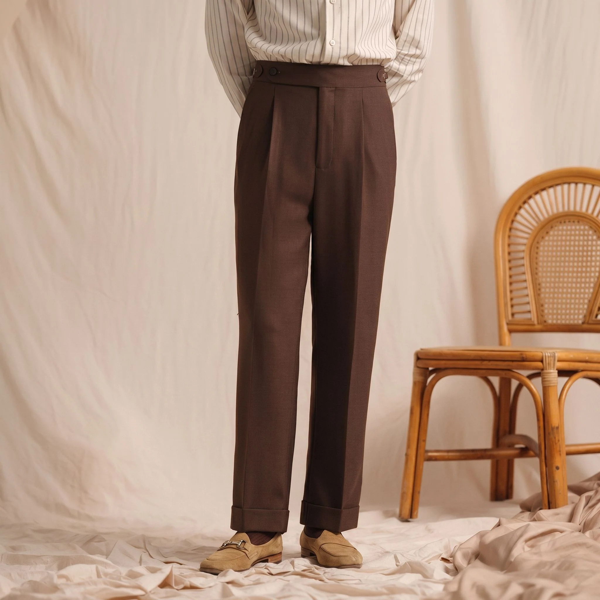 Herringbone Pleat Trousers - Image 6
