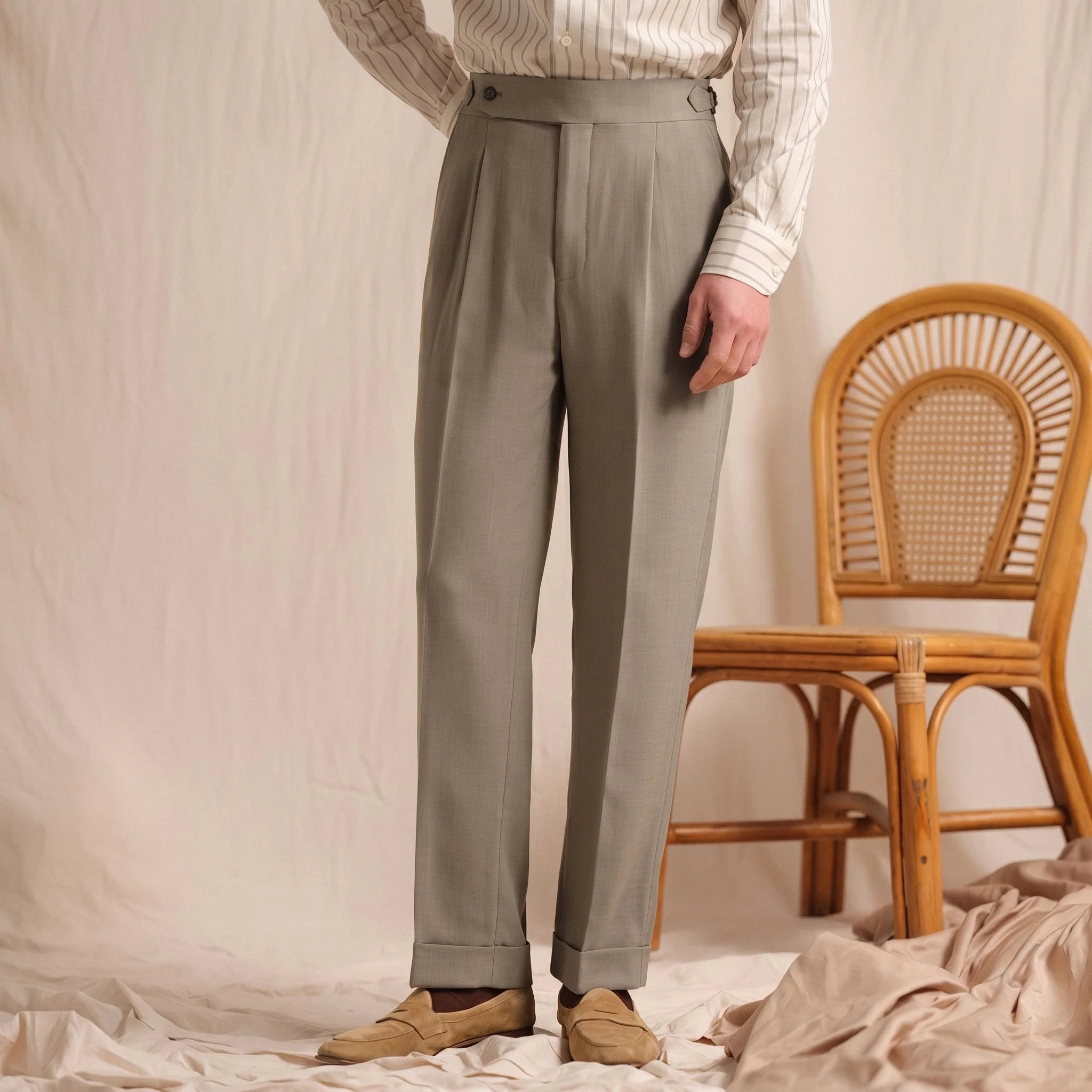 Herringbone Pleat Trousers - Image 7