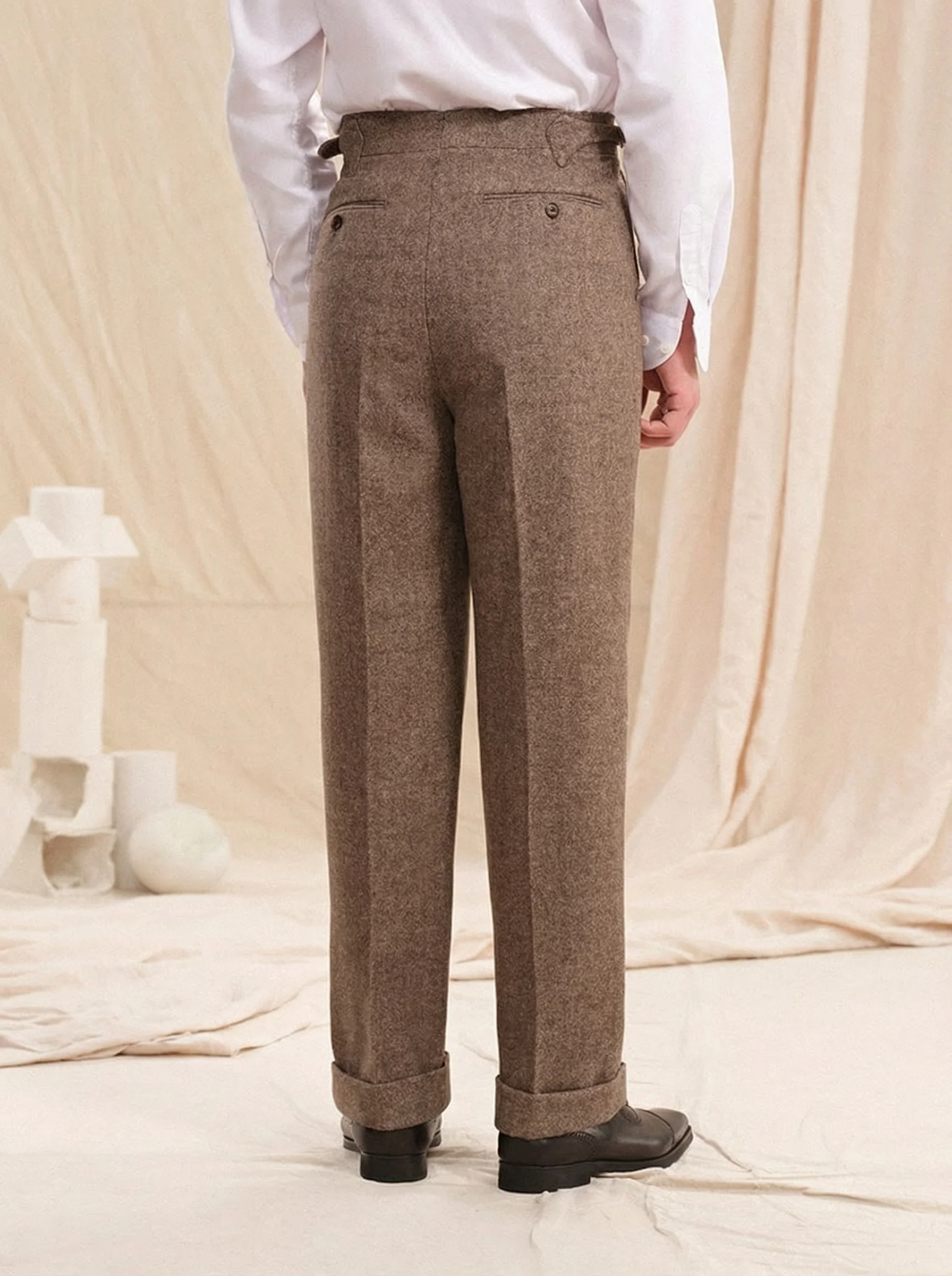 Herringbone Pleated Trousers - Image 4